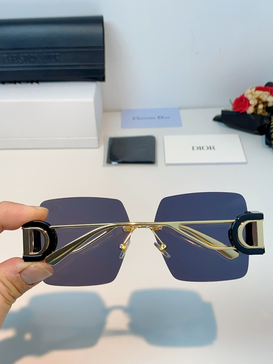Dior迪奥 2026新款太阳镜女新款防晒港风大脸墨镜夏显脸小圆脸防紫外线无边框眼镜潮