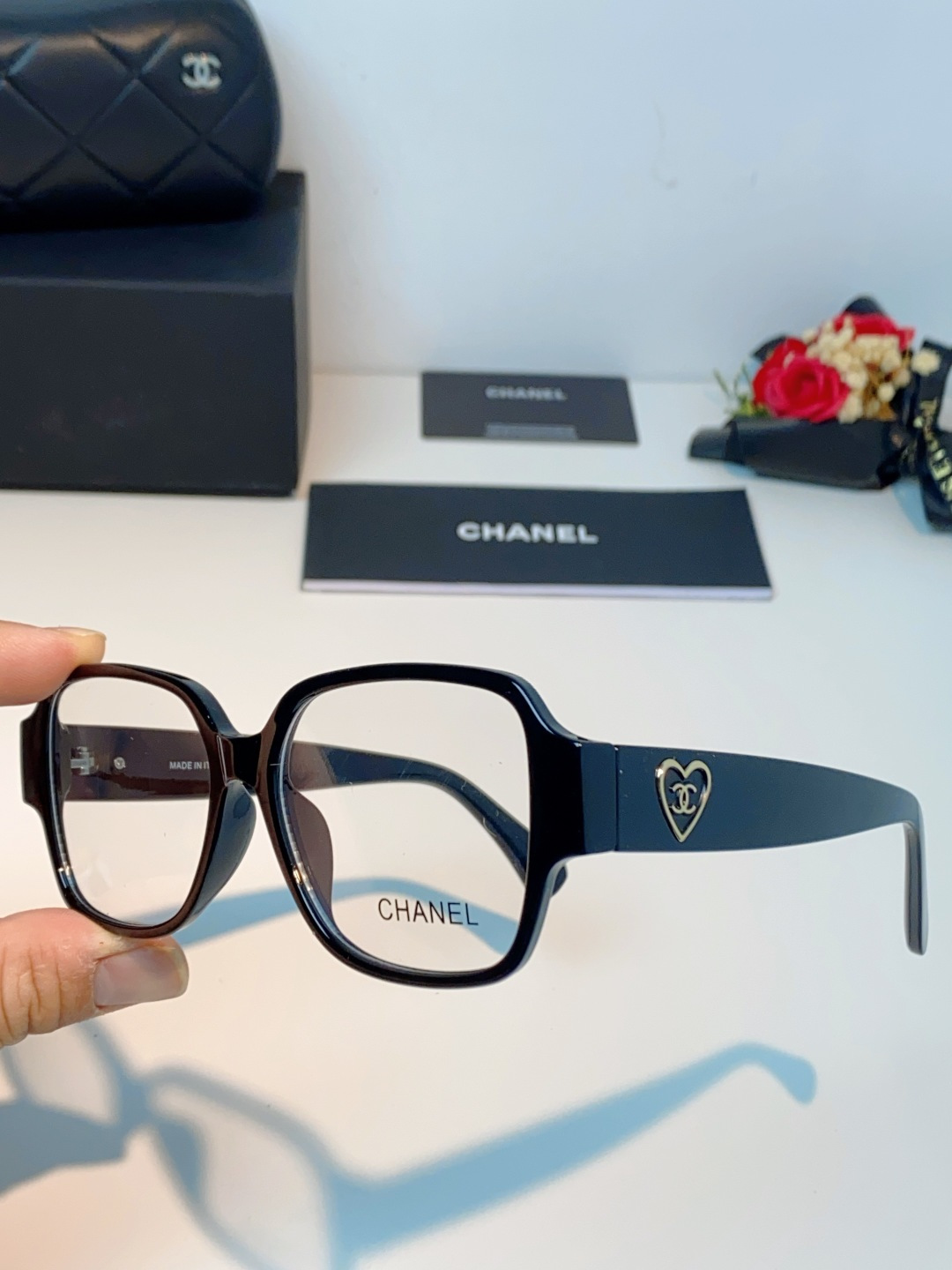 Chanel香奈儿 2026新款小香风方框爱心素颜近视眼镜女显脸小镜架可配度数黑框防蓝光Ch3438