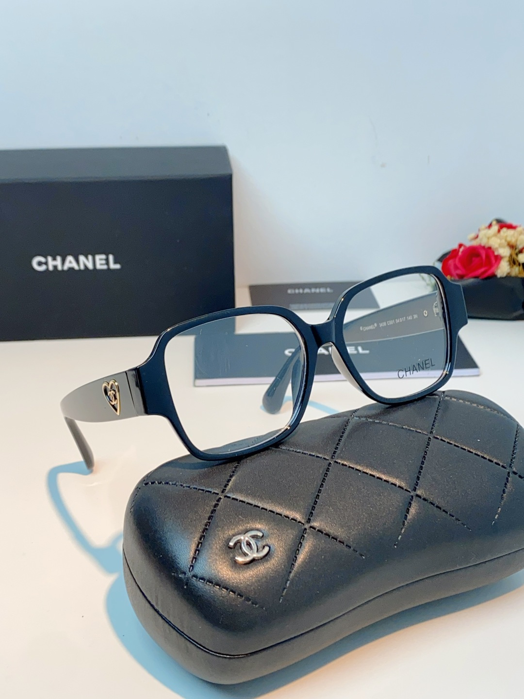 Chanel香奈儿 2026新款小香风方框爱心素颜近视眼镜女显脸小镜架可配度数黑框防蓝光Ch3438