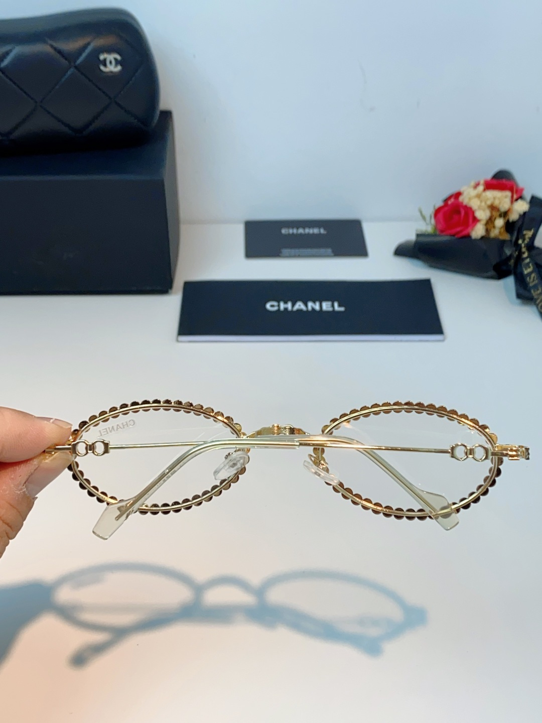 Chanel香奈儿 2026新款欧美风镶钻素颜眼镜轻奢辣妹风配近视度数造型拍照防蓝光小椭圆框