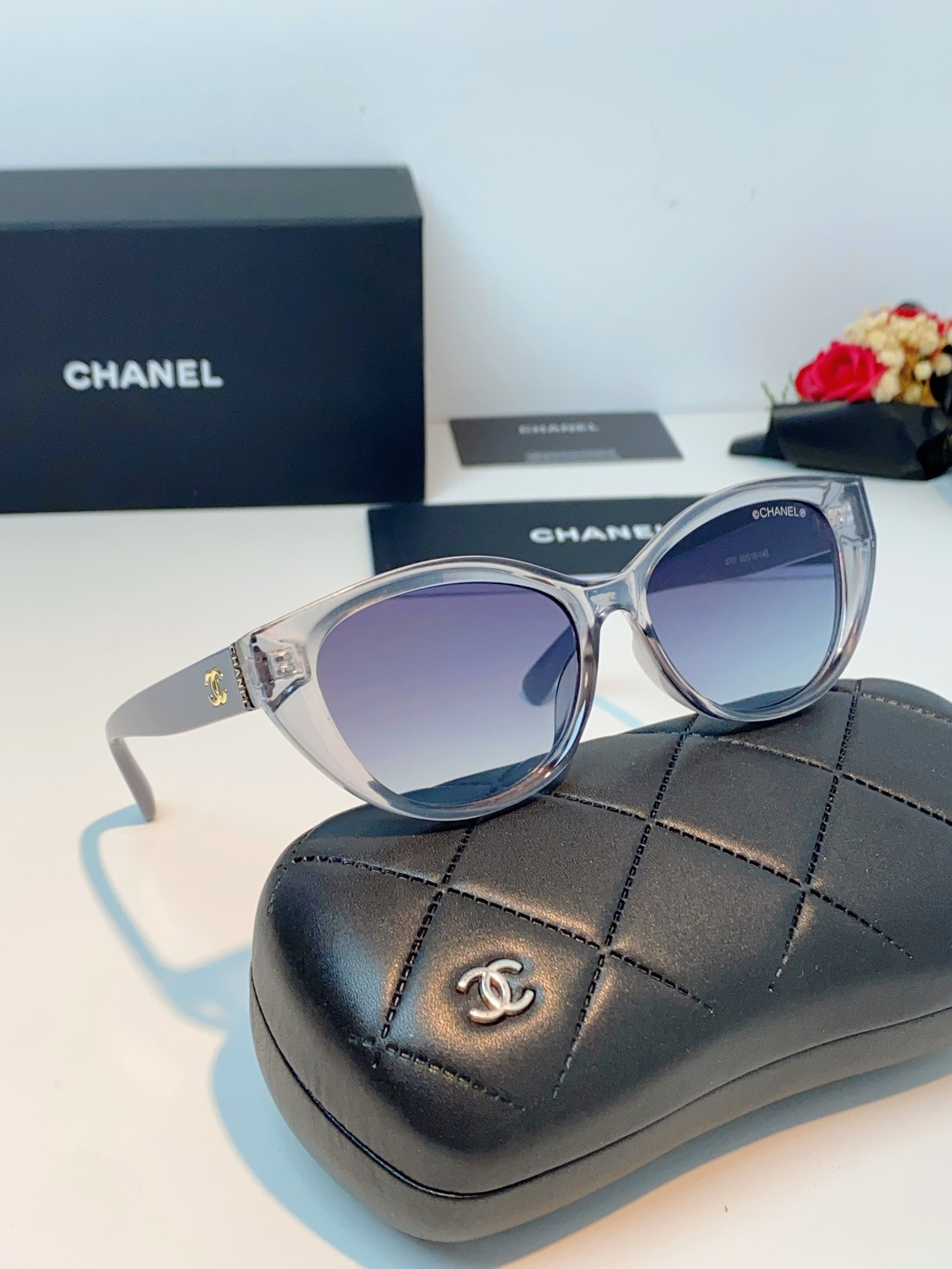 Chanel香奈儿 2026新款欧美辣妹风猫眼山茶花高级感网感防晒墨镜街拍方圆脸显瘦太阳眼镜