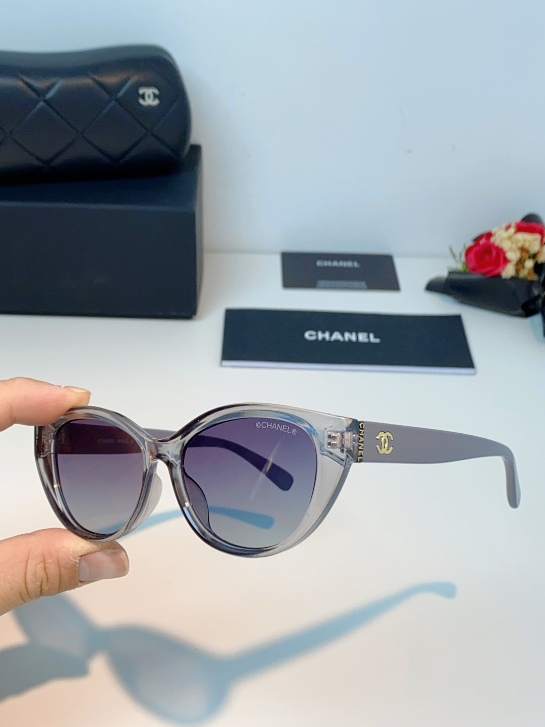 Chanel香奈儿 2026新款欧美辣妹风猫眼山茶花高级感网感防晒墨镜街拍方圆脸显瘦太阳眼镜