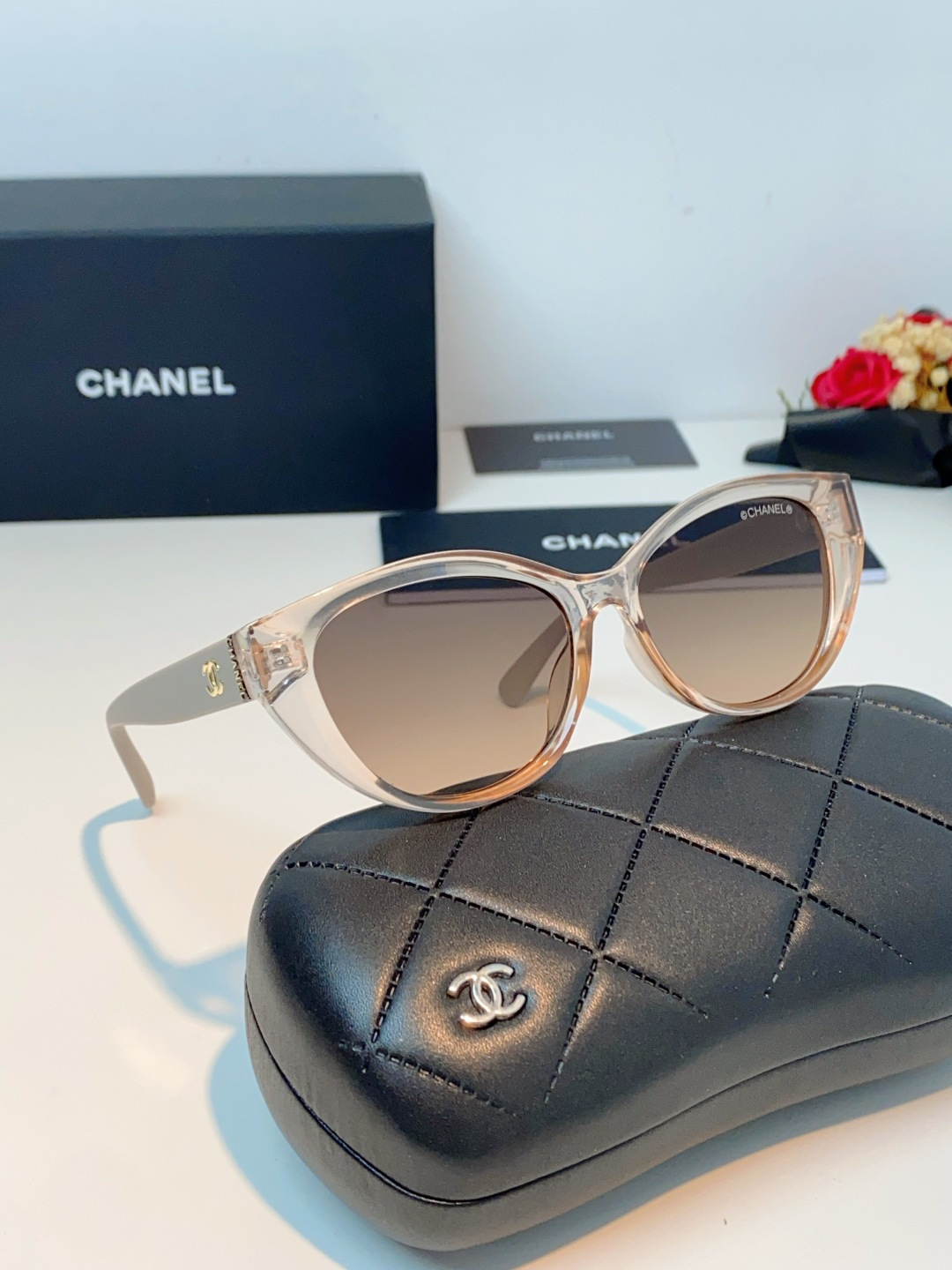 Chanel香奈儿 2026新款欧美辣妹风猫眼山茶花高级感网感防晒墨镜街拍方圆脸显瘦太阳眼镜