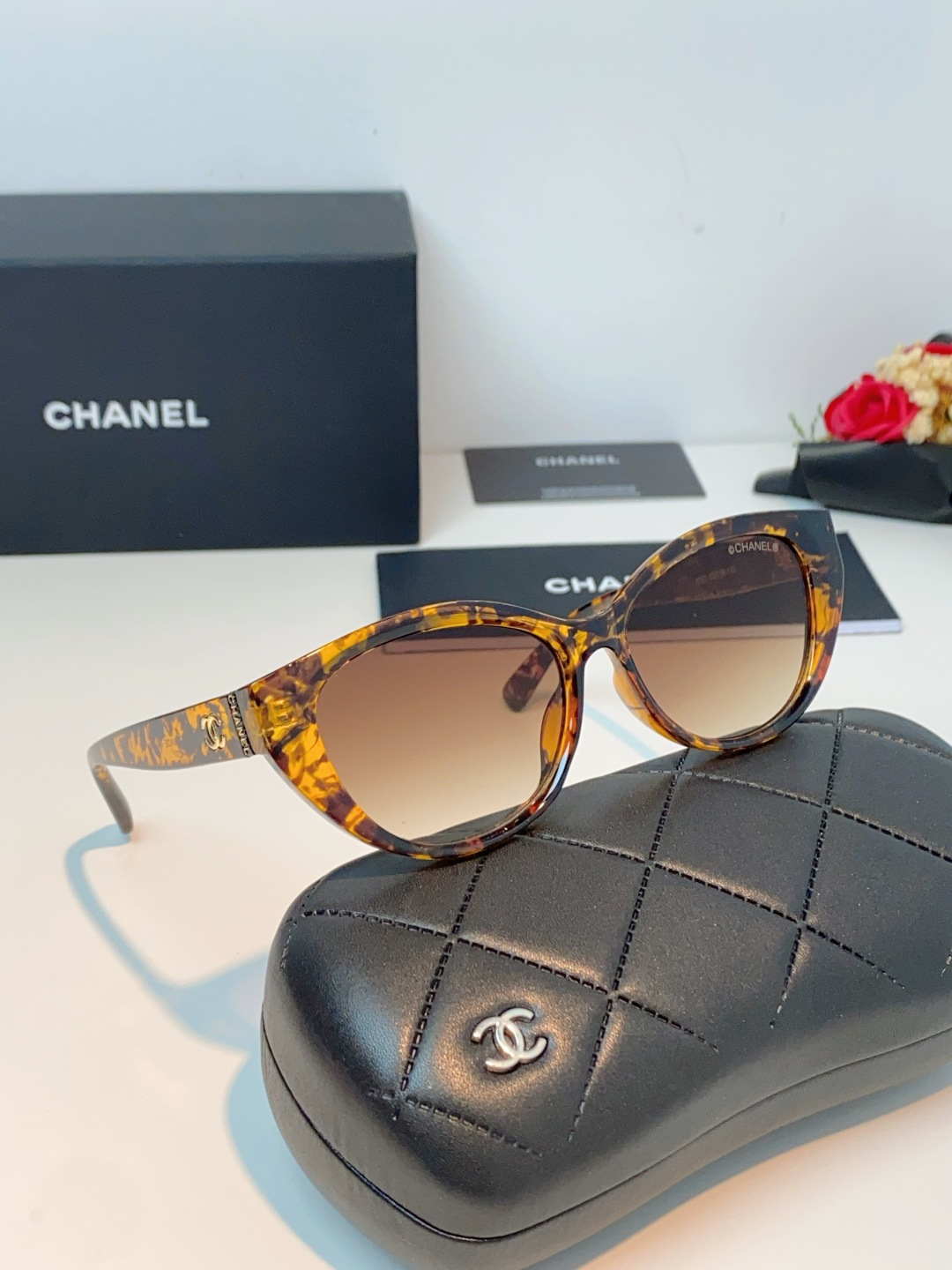 Chanel香奈儿 2026新款欧美辣妹风猫眼山茶花高级感网感防晒墨镜街拍方圆脸显瘦太阳眼镜