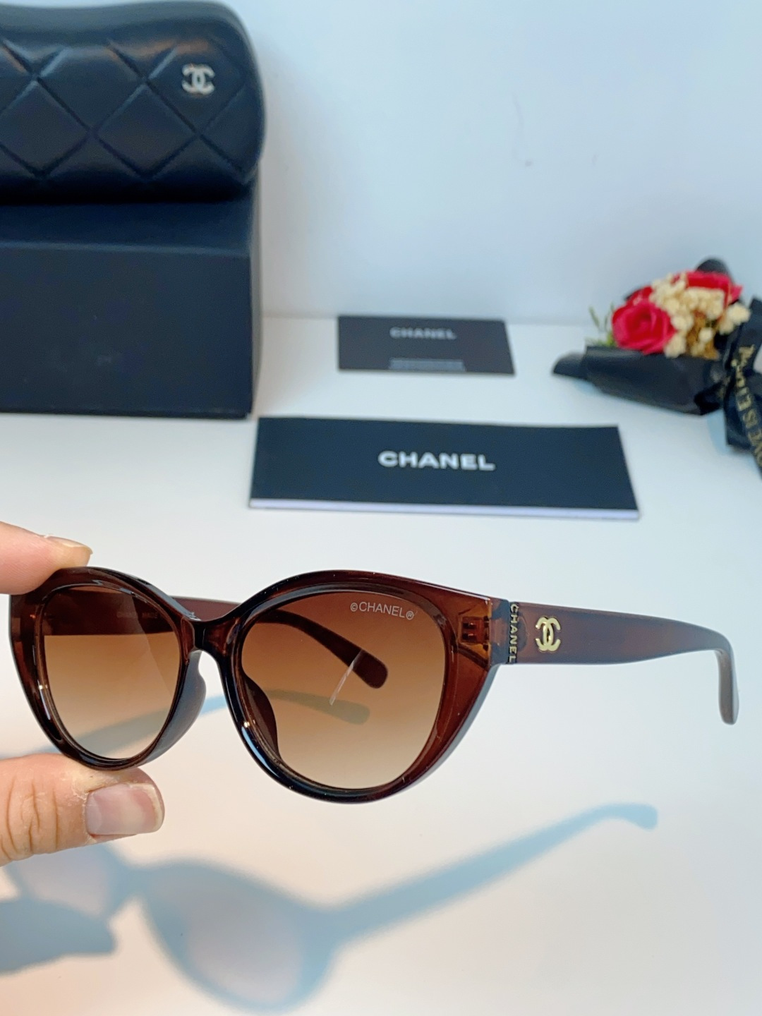 Chanel香奈儿 2026新款欧美辣妹风猫眼山茶花高级感网感防晒墨镜街拍方圆脸显瘦太阳眼镜