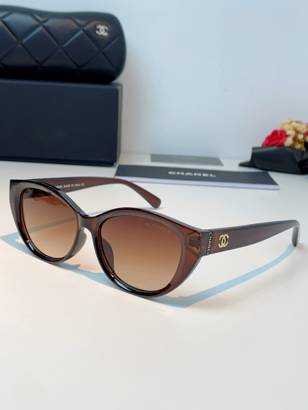 Chanel香奈儿 2026新款欧美辣妹风猫眼山茶花高级感网感防晒墨镜街拍方圆脸显瘦太阳眼镜