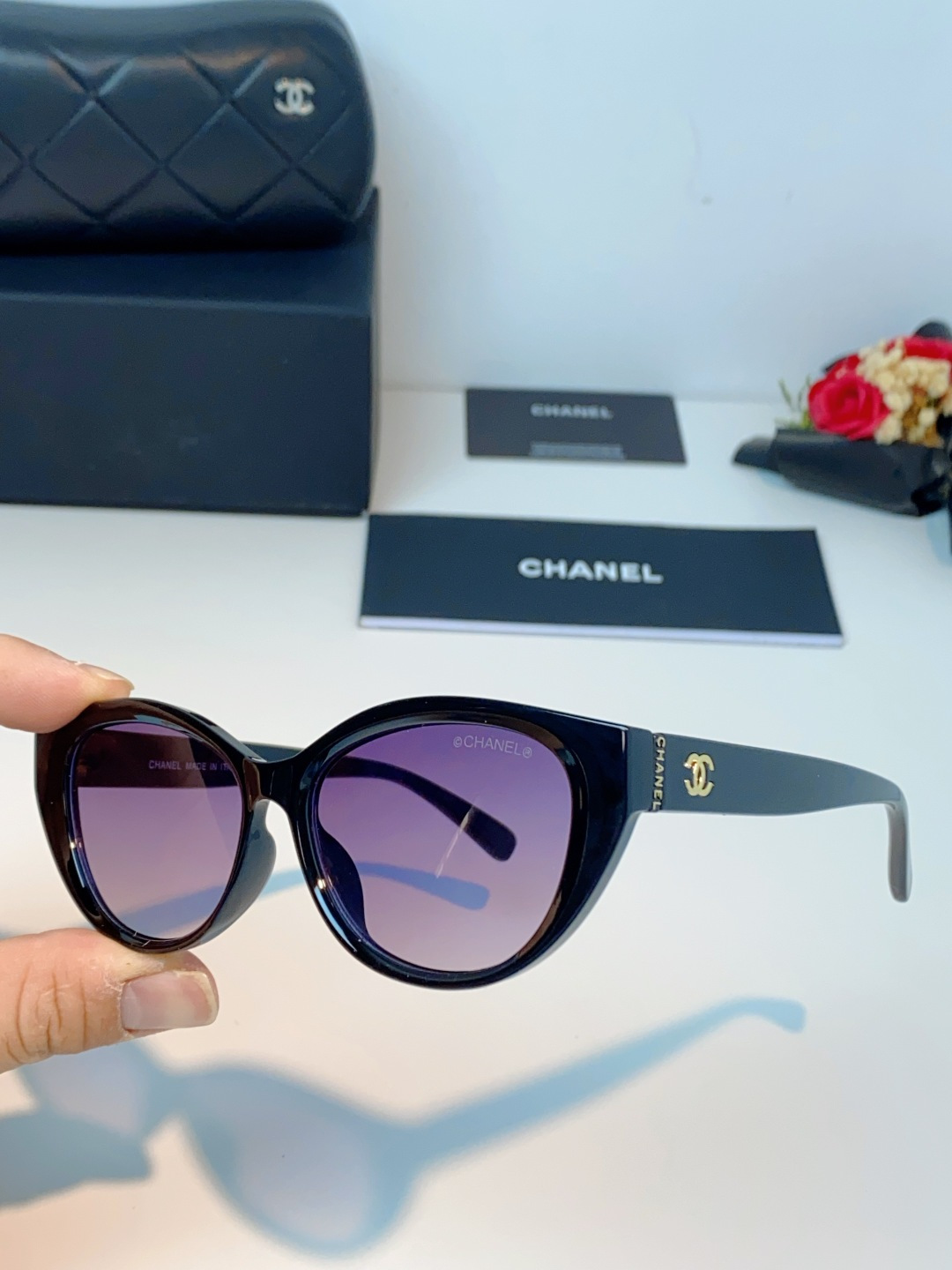 Chanel香奈儿 2026新款欧美辣妹风猫眼山茶花高级感网感防晒墨镜街拍方圆脸显瘦太阳眼镜