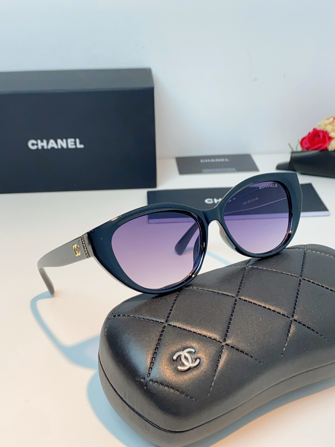 Chanel香奈儿 2026新款欧美辣妹风猫眼山茶花高级感网感防晒墨镜街拍方圆脸显瘦太阳眼镜