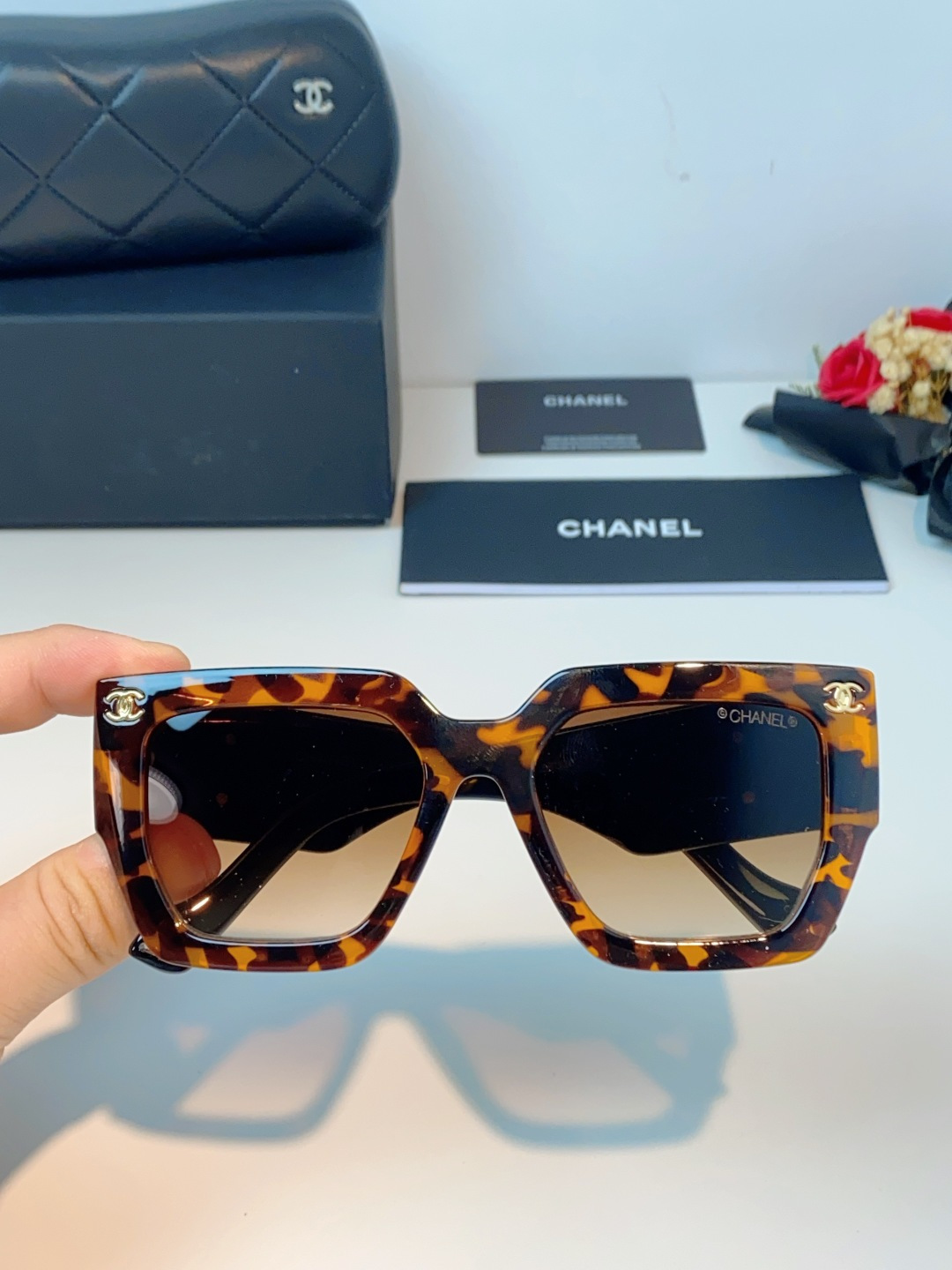 Chanel香奈儿 太阳镜大框双C大Logo时尚墨镜 网红同款大框眼镜