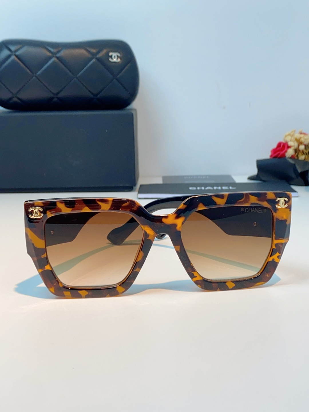 Chanel香奈儿 太阳镜大框双C大Logo时尚墨镜 网红同款大框眼镜