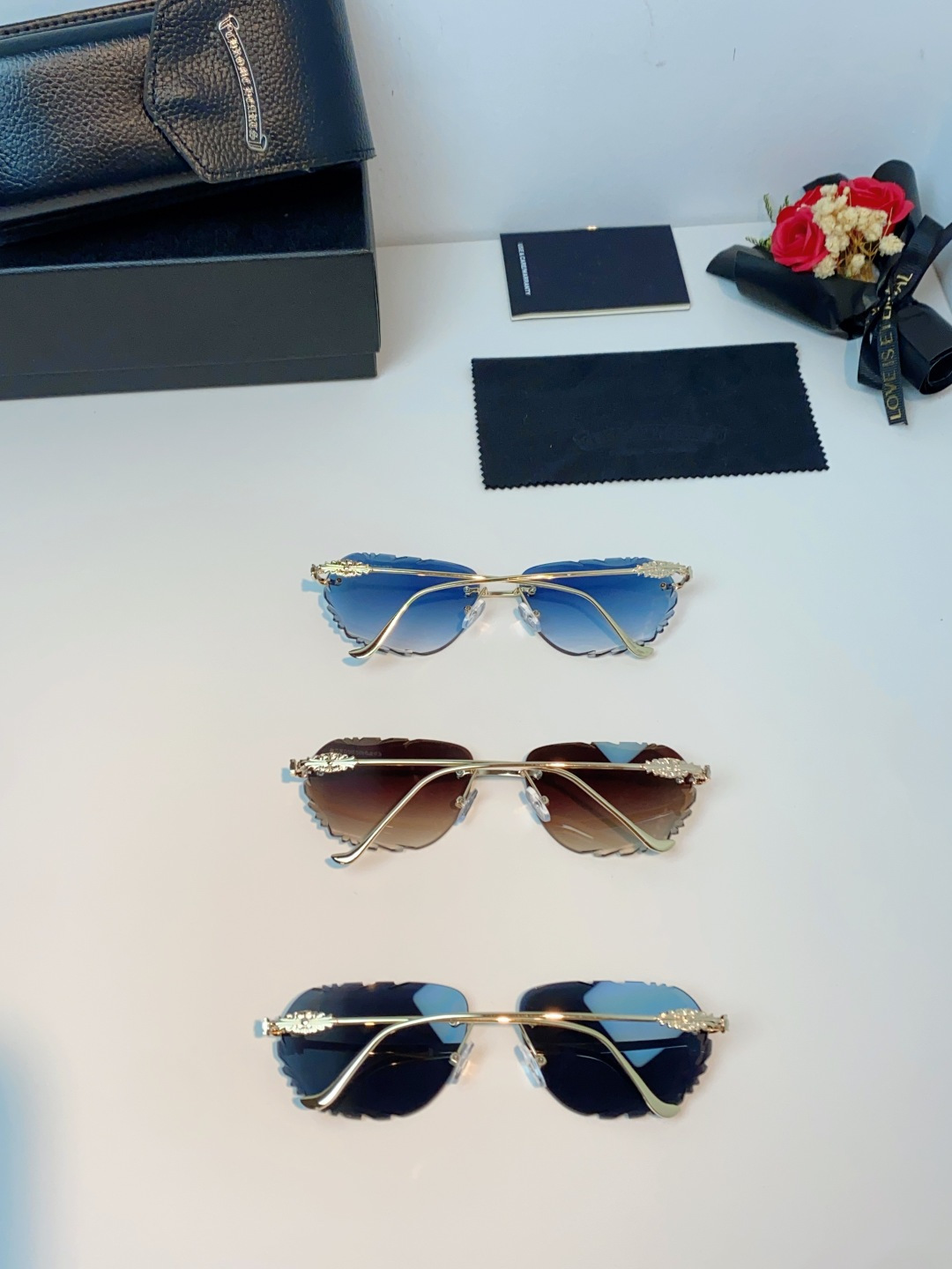 Chrome Hearts 克罗心 2026新款欧美长弧形曲面镜片无框墨镜高级感太阳眼镜防紫外线复古港风