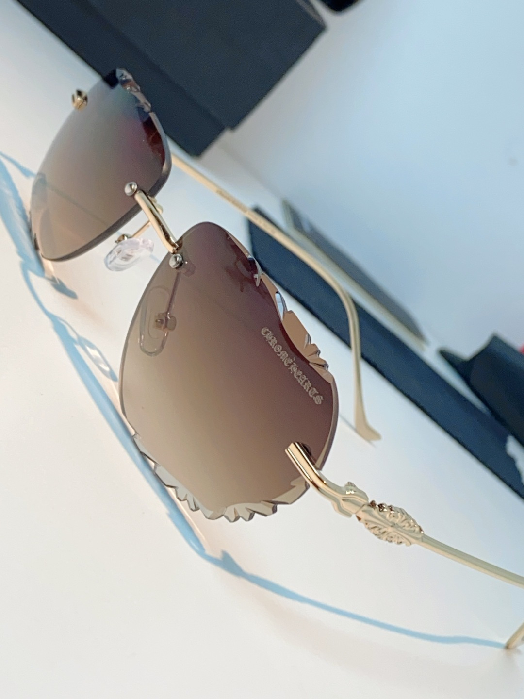 Chrome Hearts 克罗心 2026新款欧美长弧形曲面镜片无框墨镜高级感太阳眼镜防紫外线复古港风