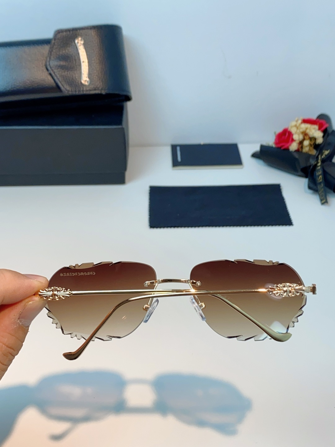 Chrome Hearts 克罗心 2026新款欧美长弧形曲面镜片无框墨镜高级感太阳眼镜防紫外线复古港风