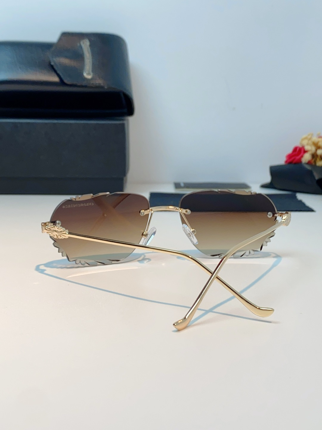 Chrome Hearts 克罗心 2026新款欧美长弧形曲面镜片无框墨镜高级感太阳眼镜防紫外线复古港风