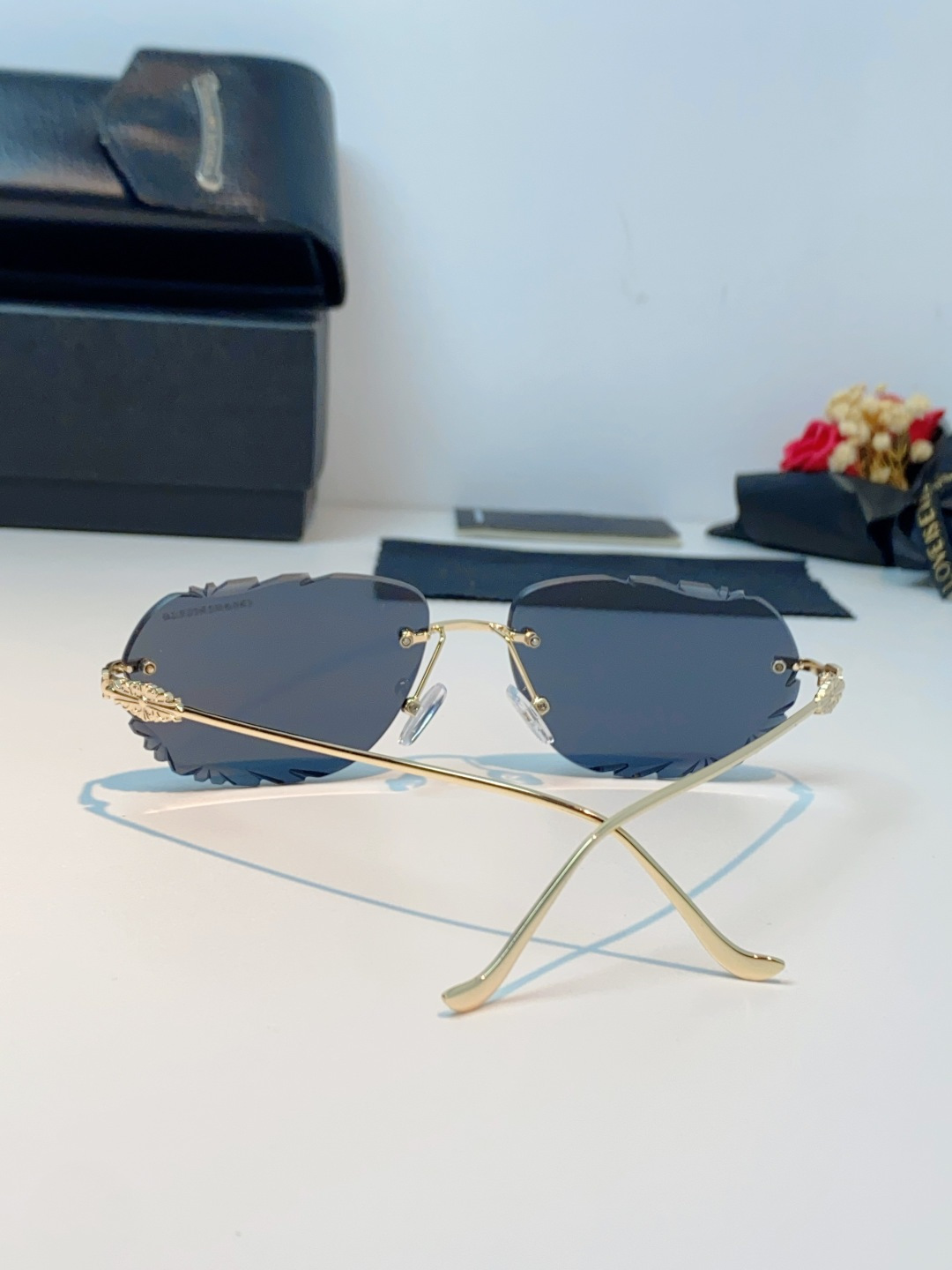 Chrome Hearts 克罗心 2026新款欧美长弧形曲面镜片无框墨镜高级感太阳眼镜防紫外线复古港风