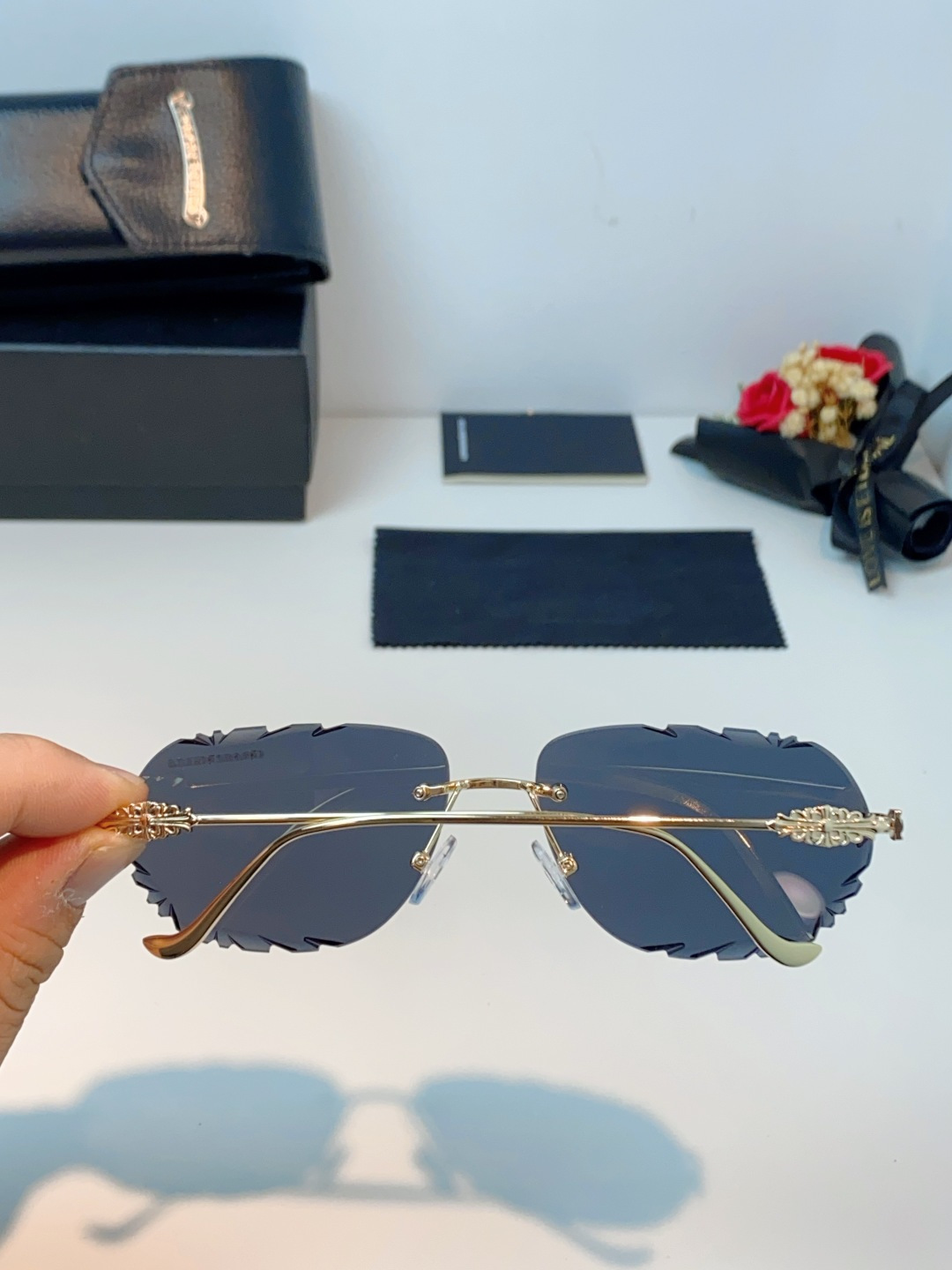 Chrome Hearts 克罗心 2026新款欧美长弧形曲面镜片无框墨镜高级感太阳眼镜防紫外线复古港风