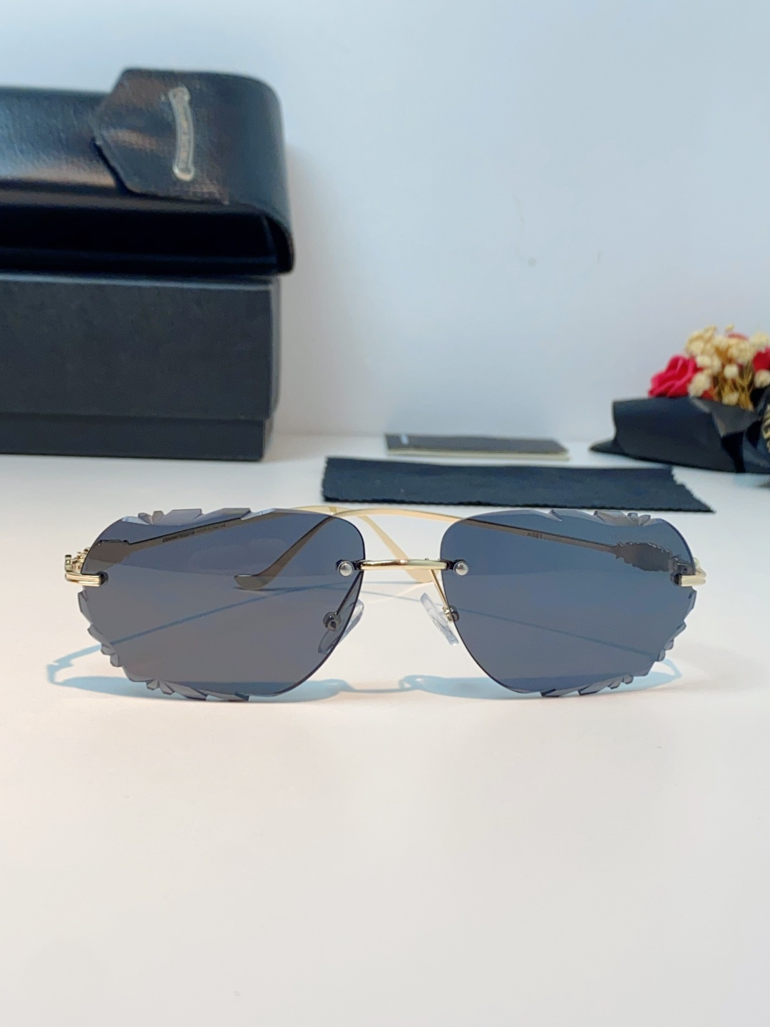 Chrome Hearts 克罗心 2026新款欧美长弧形曲面镜片无框墨镜高级感太阳眼镜防紫外线复古港风