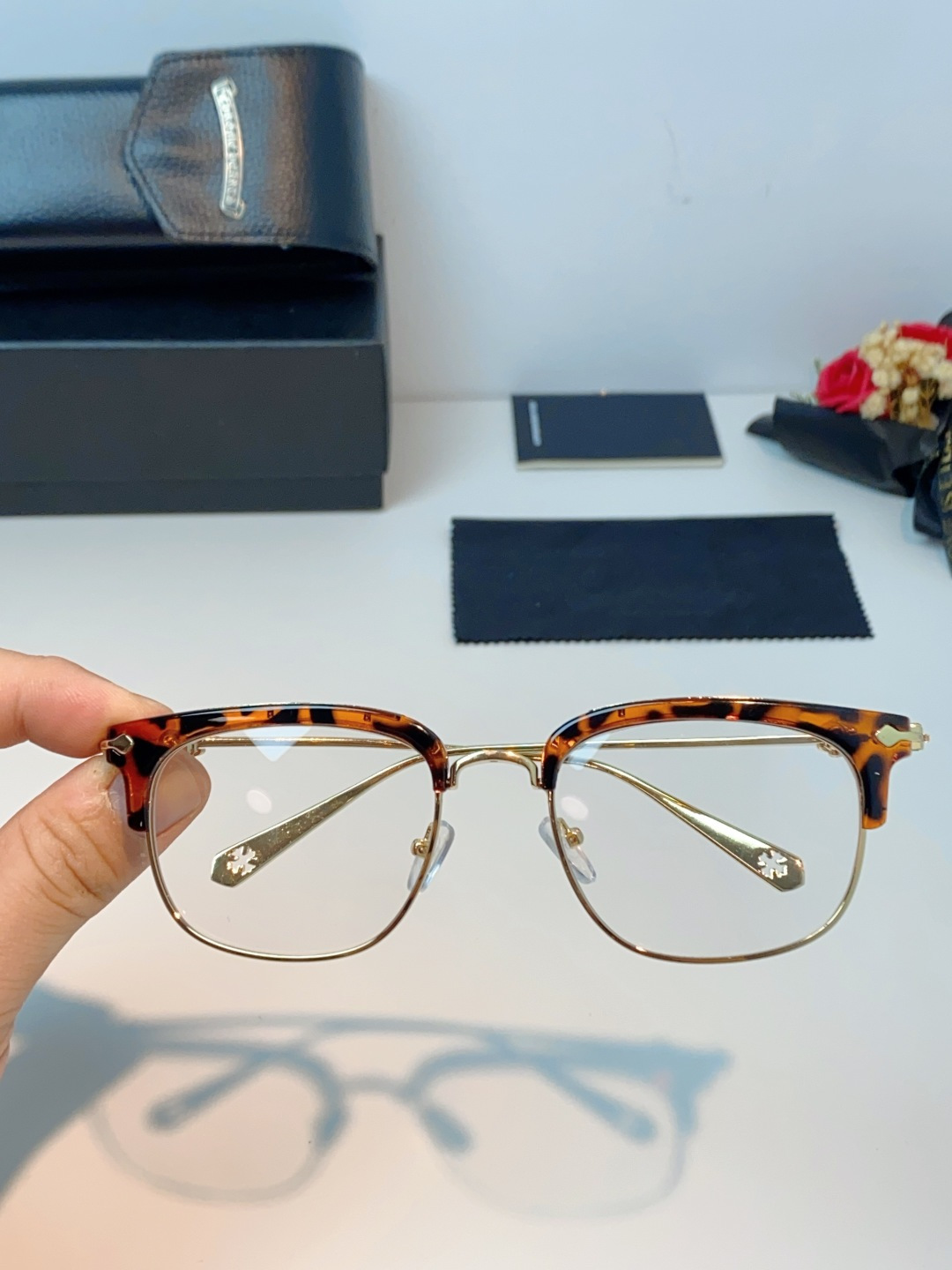 Chrome Hearts 克罗心 薛之谦同款眼镜框男潮复古半框近视眼镜女防辐射眼镜架平光镜眼镜