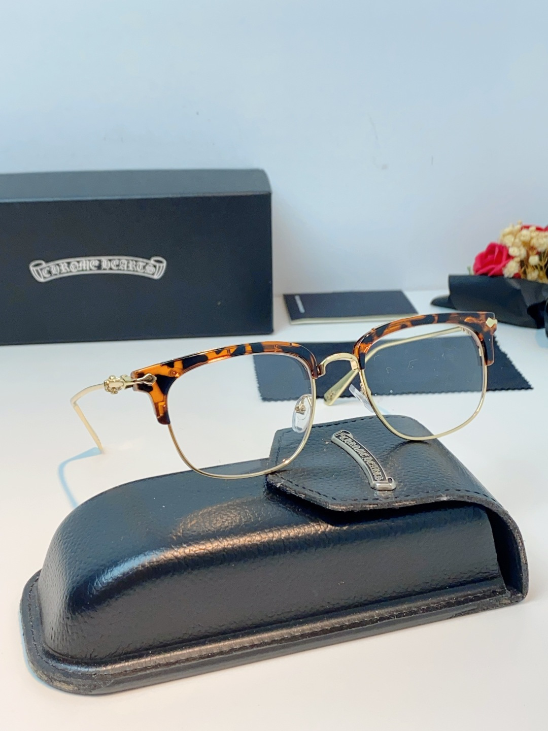 Chrome Hearts 克罗心 薛之谦同款眼镜框男潮复古半框近视眼镜女防辐射眼镜架平光镜眼镜