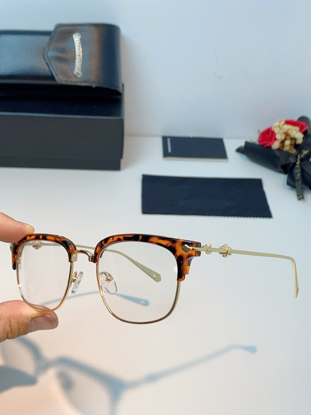 Chrome Hearts 克罗心 薛之谦同款眼镜框男潮复古半框近视眼镜女防辐射眼镜架平光镜眼镜