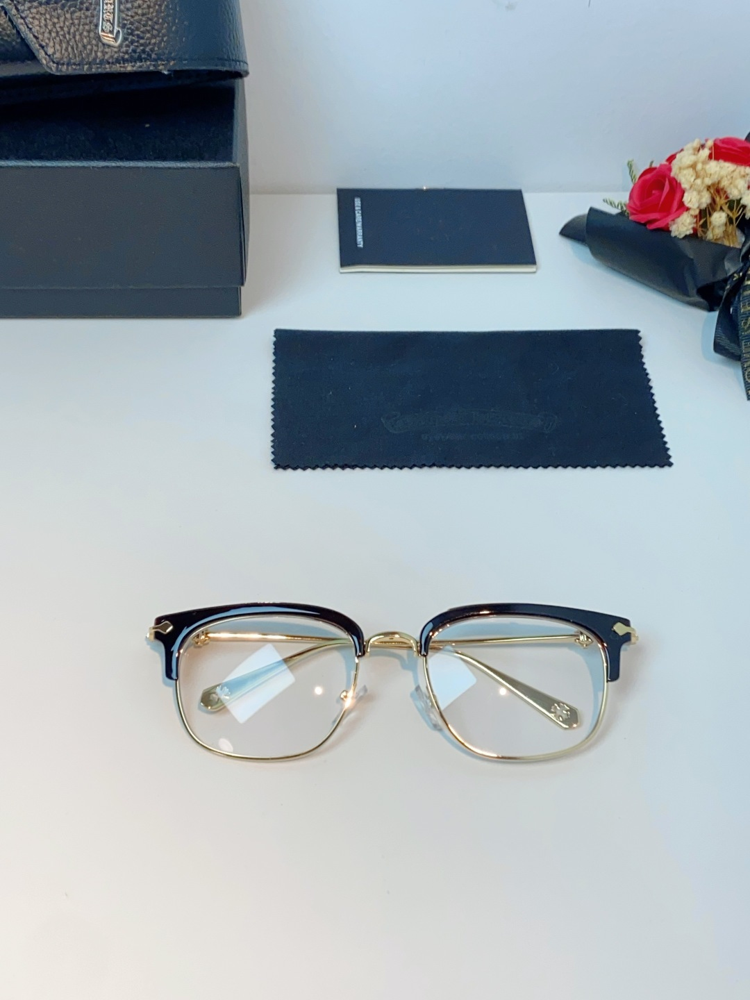 Chrome Hearts 克罗心 薛之谦同款眼镜框男潮复古半框近视眼镜女防辐射眼镜架平光镜眼镜