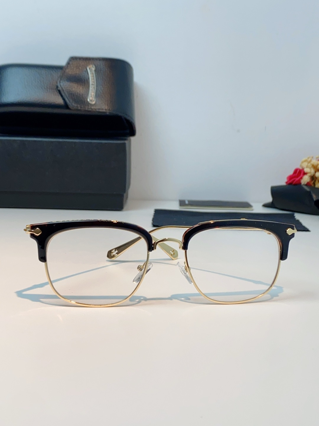 Chrome Hearts 克罗心 薛之谦同款眼镜框男潮复古半框近视眼镜女防辐射眼镜架平光镜眼镜