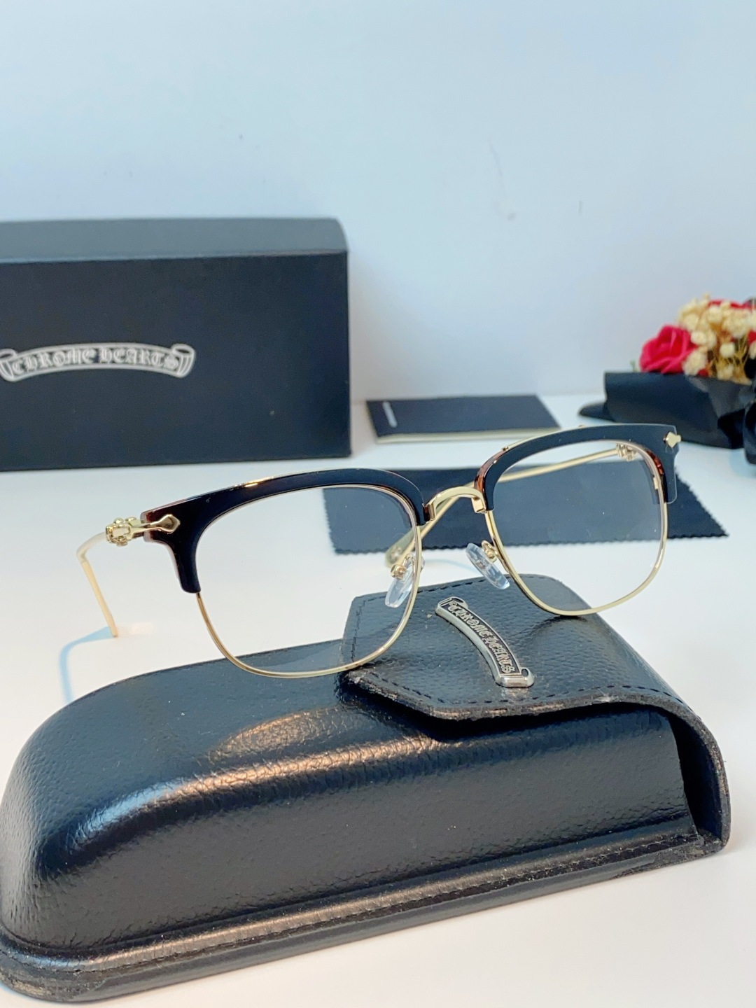 Chrome Hearts 克罗心 薛之谦同款眼镜框男潮复古半框近视眼镜女防辐射眼镜架平光镜眼镜