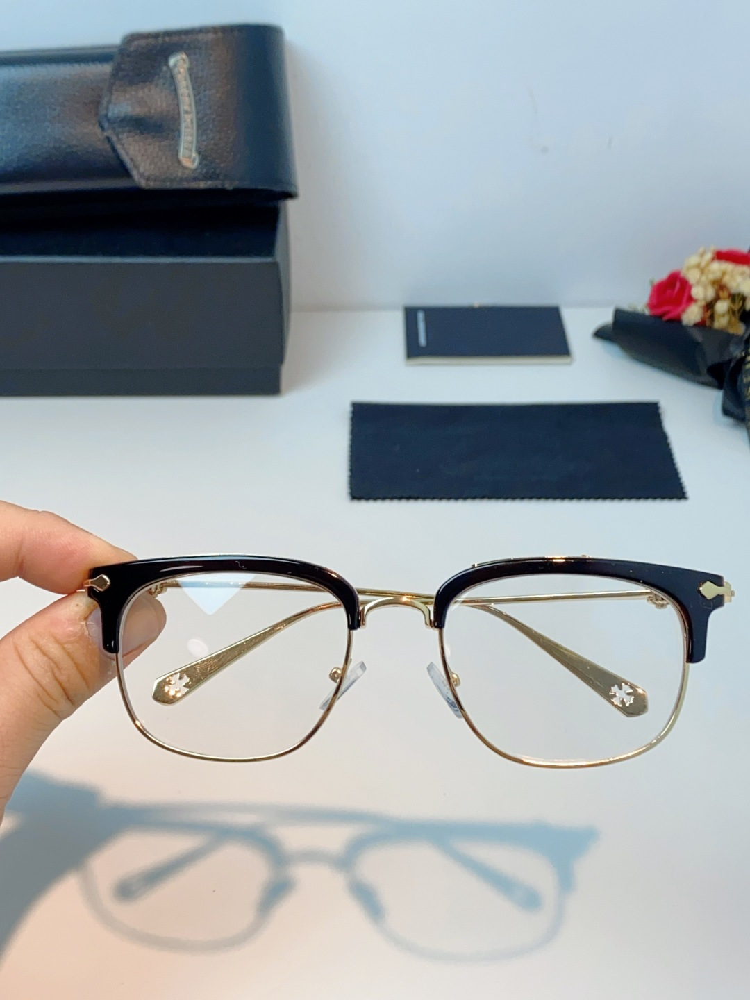 Chrome Hearts 克罗心 薛之谦同款眼镜框男潮复古半框近视眼镜女防辐射眼镜架平光镜眼镜