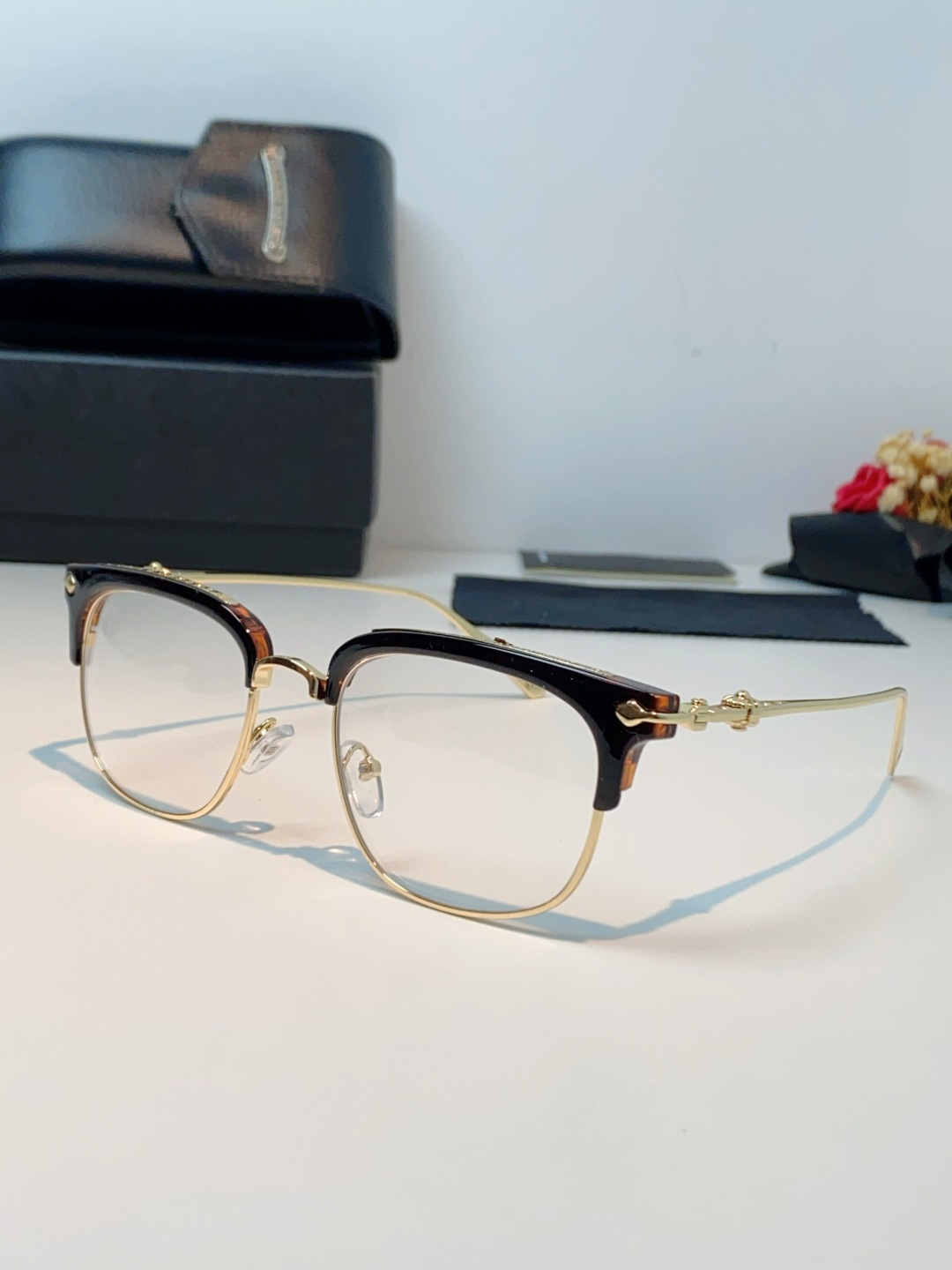 Chrome Hearts 克罗心 薛之谦同款眼镜框男潮复古半框近视眼镜女防辐射眼镜架平光镜眼镜