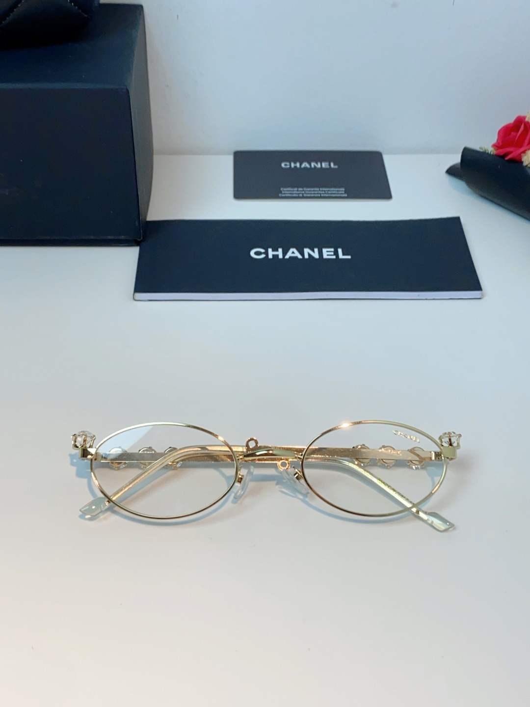 Chanel香奈儿 2026新款宝石系列复古小框椭圆形镶粉钻可配近视防蓝光有质感高级素颜