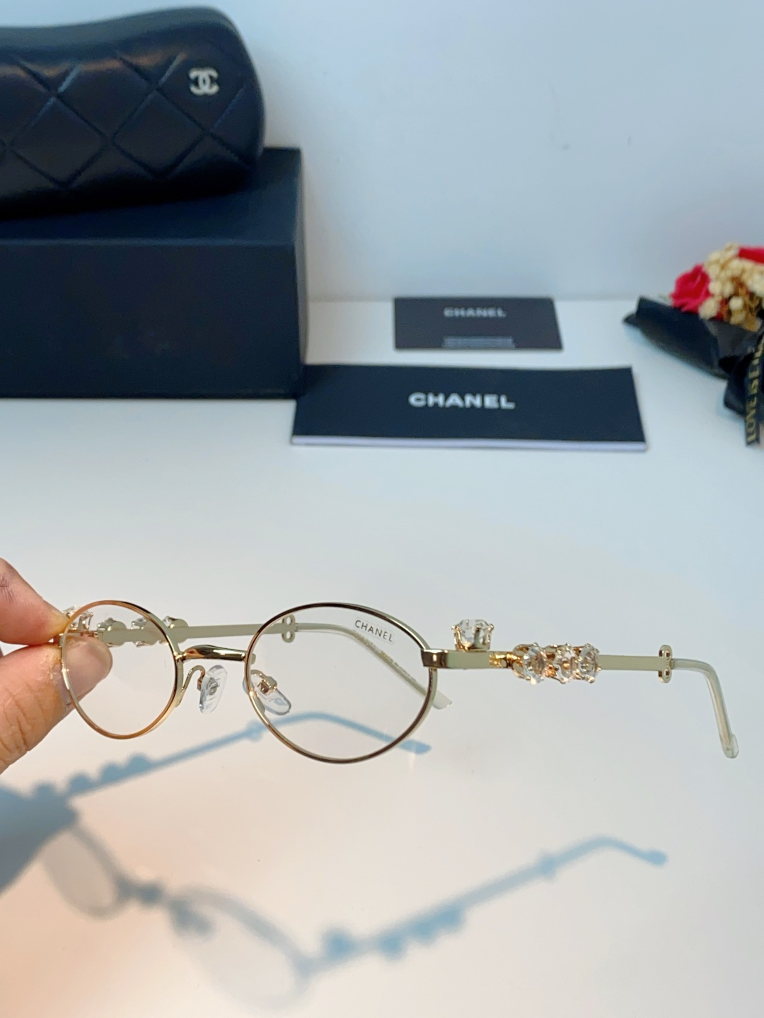 Chanel香奈儿 2026新款宝石系列复古小框椭圆形镶粉钻可配近视防蓝光有质感高级素颜