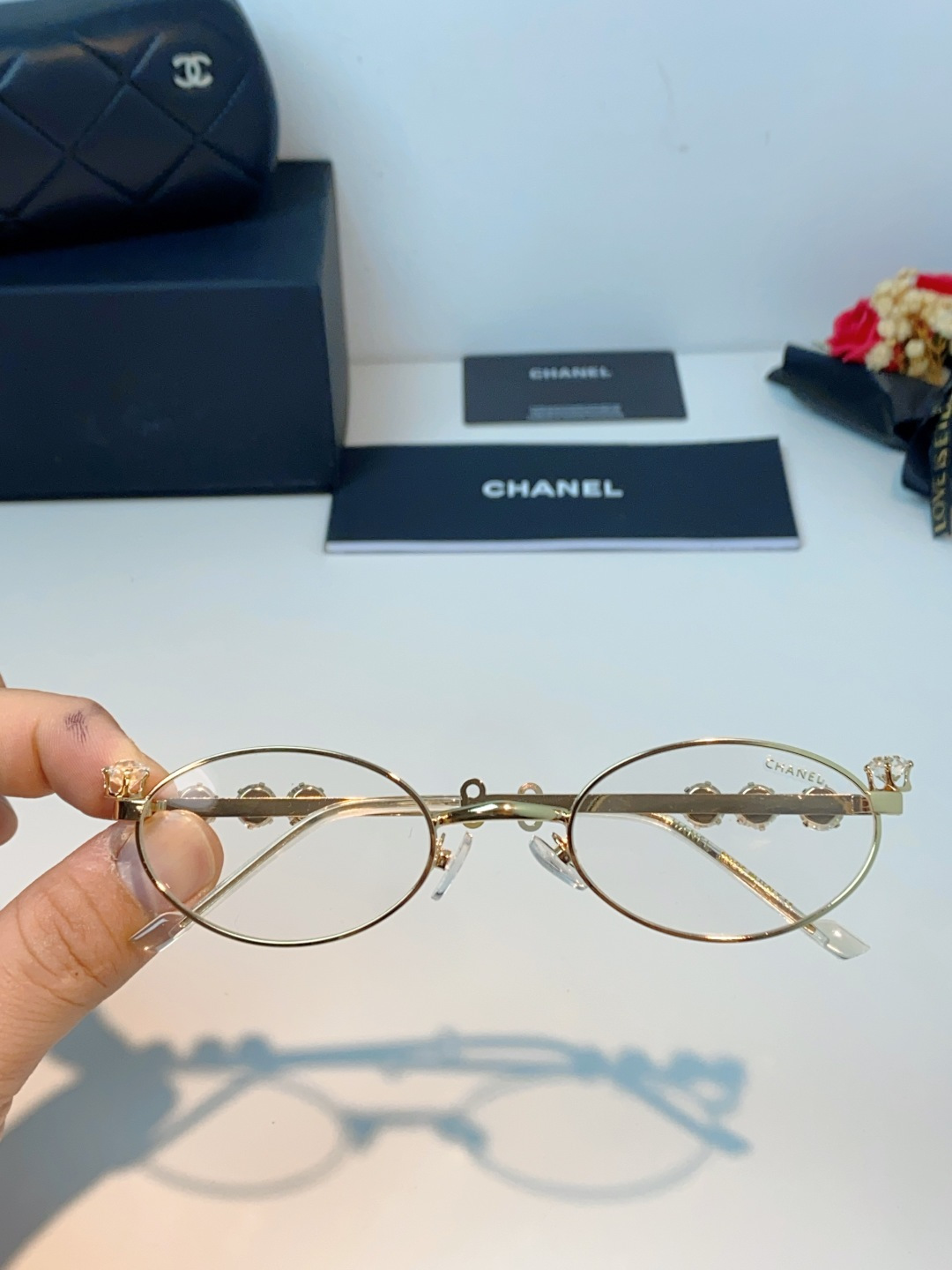 Chanel香奈儿 2026新款宝石系列复古小框椭圆形镶粉钻可配近视防蓝光有质感高级素颜