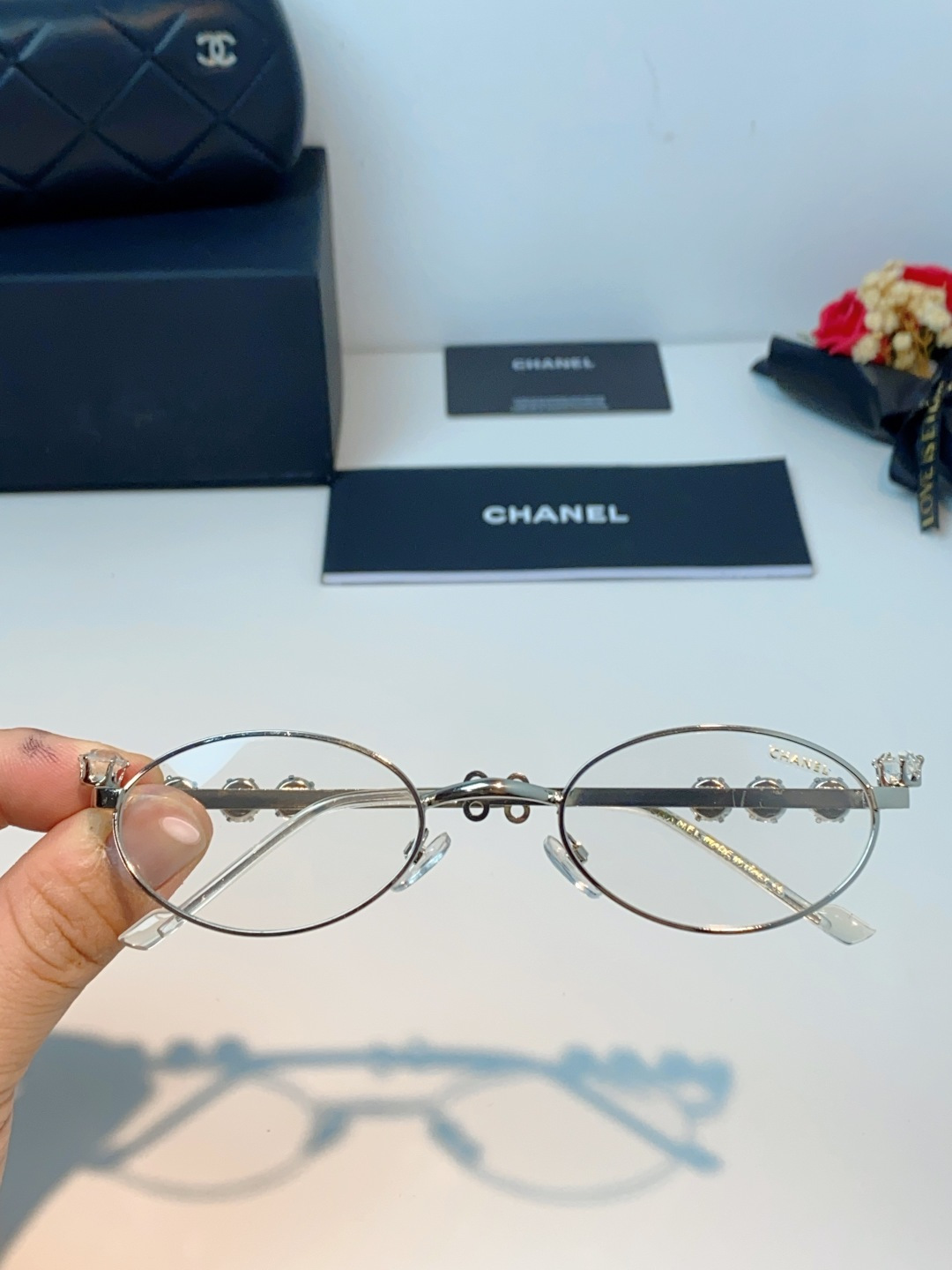 Chanel香奈儿 2026新款宝石系列复古小框椭圆形镶粉钻可配近视防蓝光有质感高级素颜