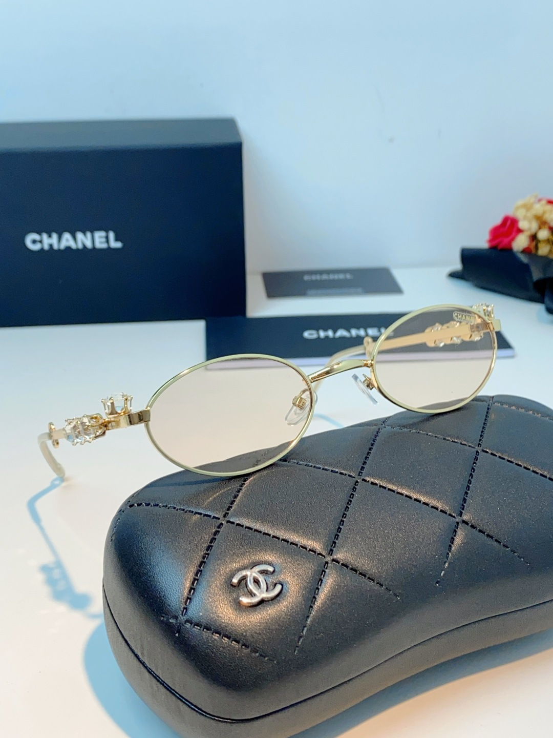 Chanel香奈儿 2026新款宝石系列复古小框椭圆形镶粉钻可配近视防蓝光有质感高级素颜