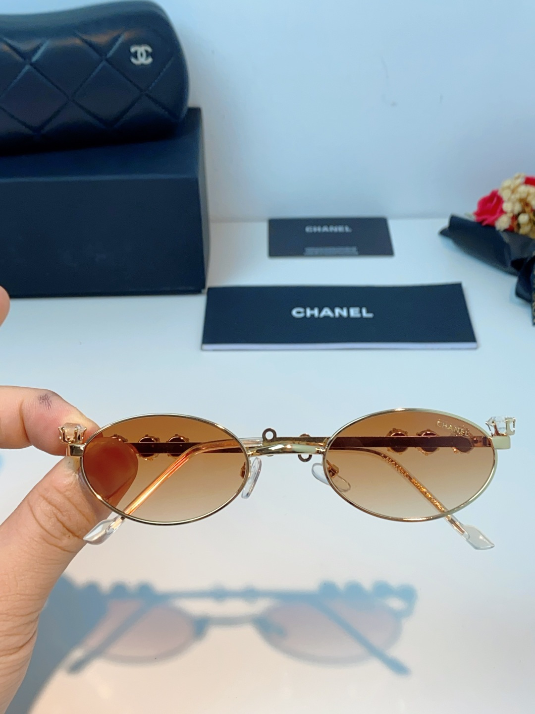 Chanel香奈儿 2026新款宝石系列复古小框椭圆形镶粉钻可配近视防蓝光有质感高级素颜