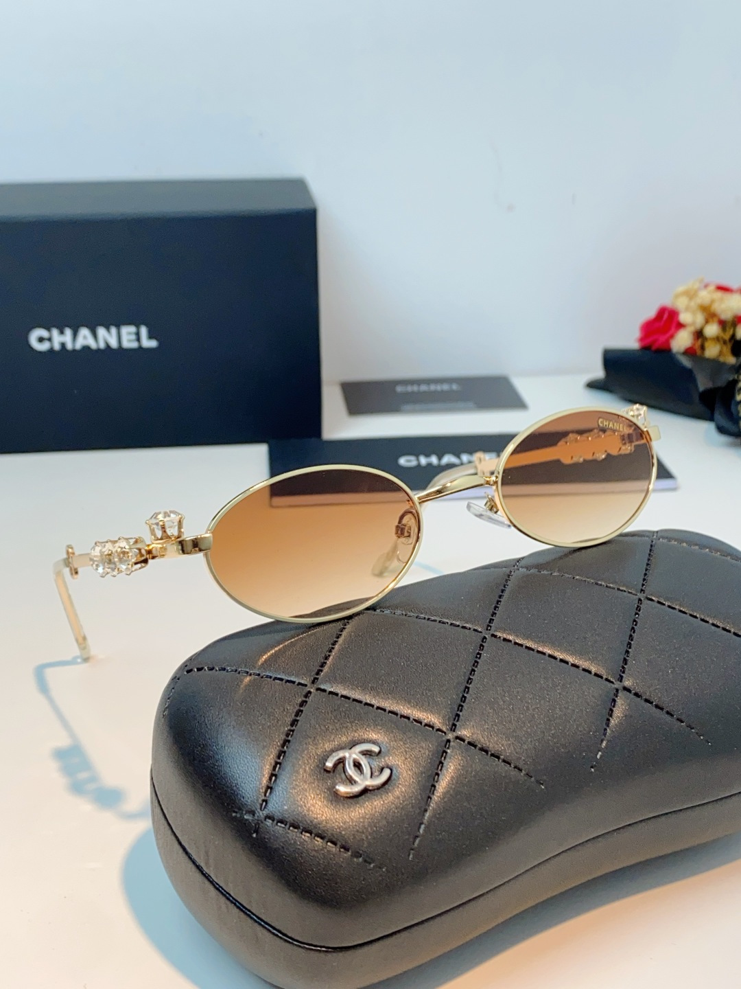 Chanel香奈儿 2026新款宝石系列复古小框椭圆形镶粉钻可配近视防蓝光有质感高级素颜