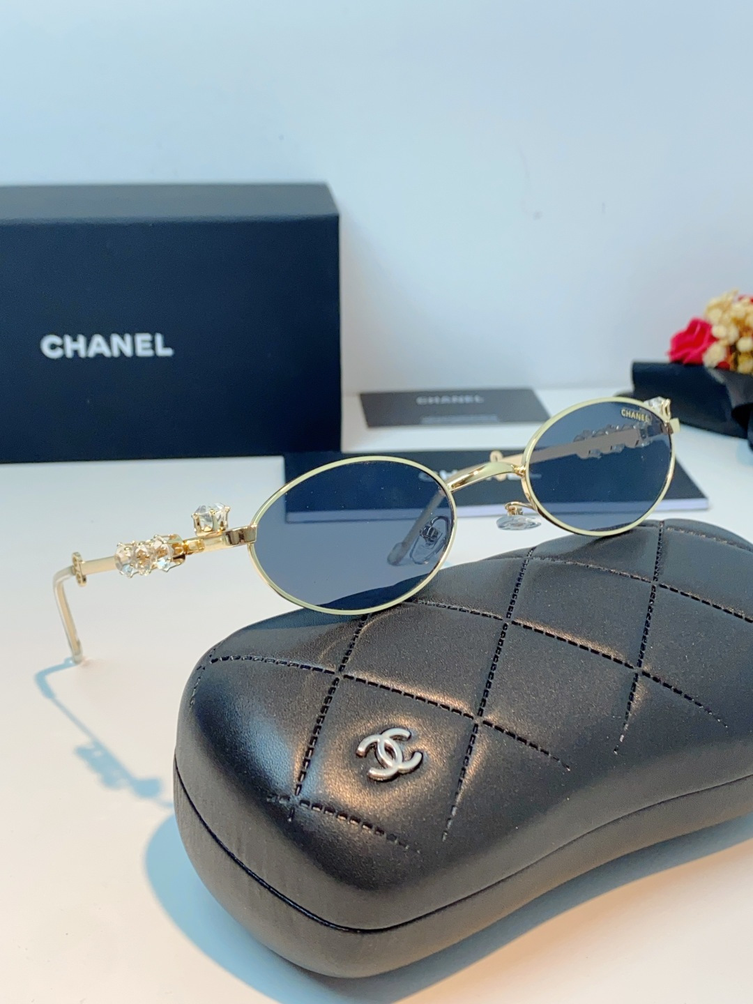 Chanel香奈儿 2026新款宝石系列复古小框椭圆形镶粉钻可配近视防蓝光有质感高级素颜