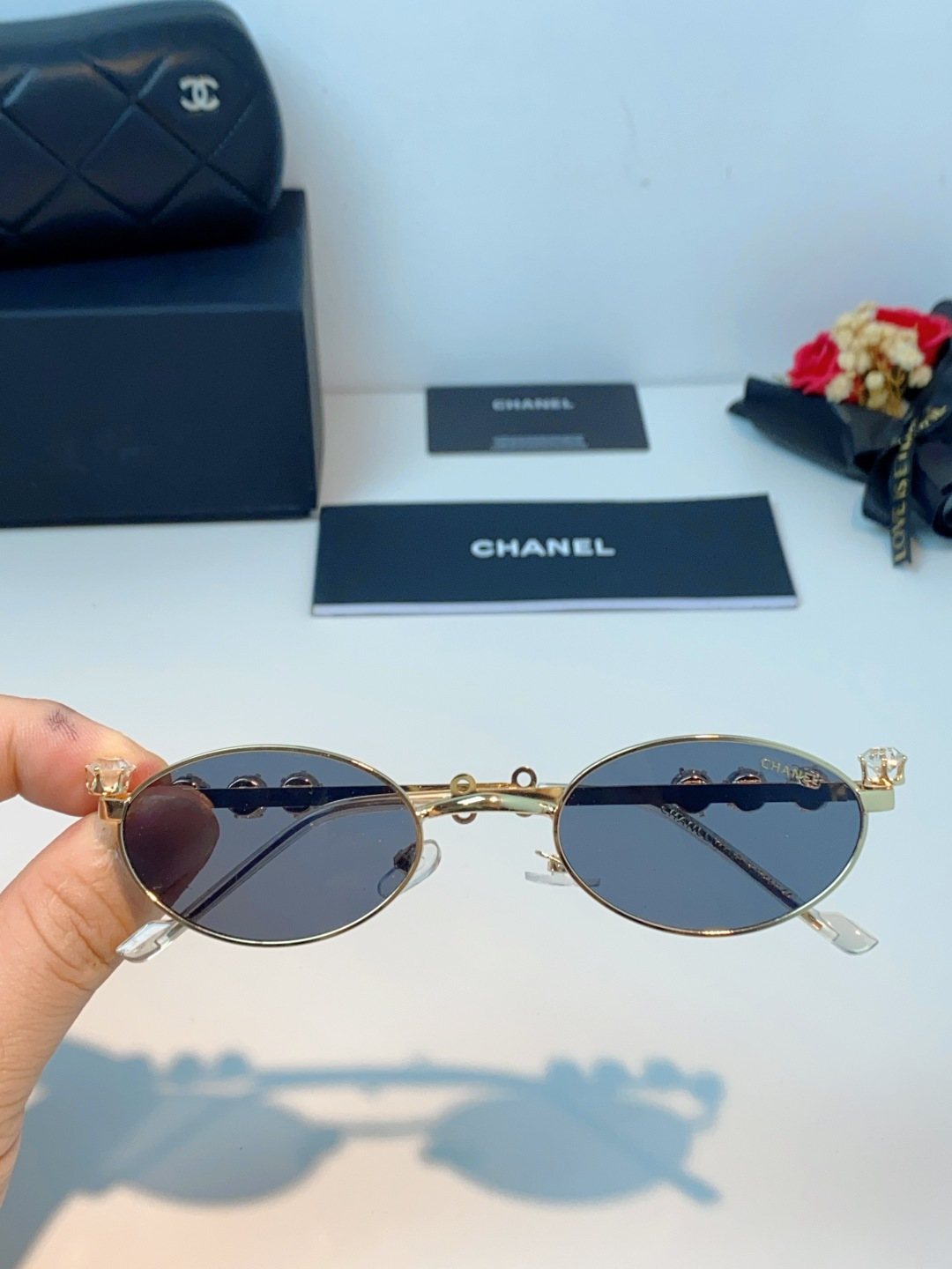 Chanel香奈儿 2026新款宝石系列复古小框椭圆形镶粉钻可配近视防蓝光有质感高级素颜