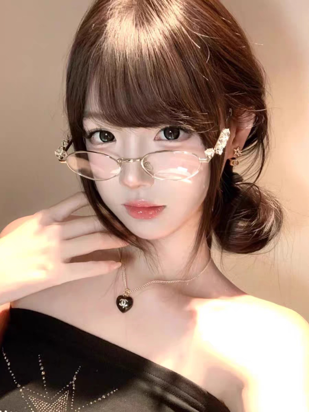 Chanel香奈儿 2026新款宝石系列复古小框椭圆形镶粉钻可配近视防蓝光有质感高级素颜