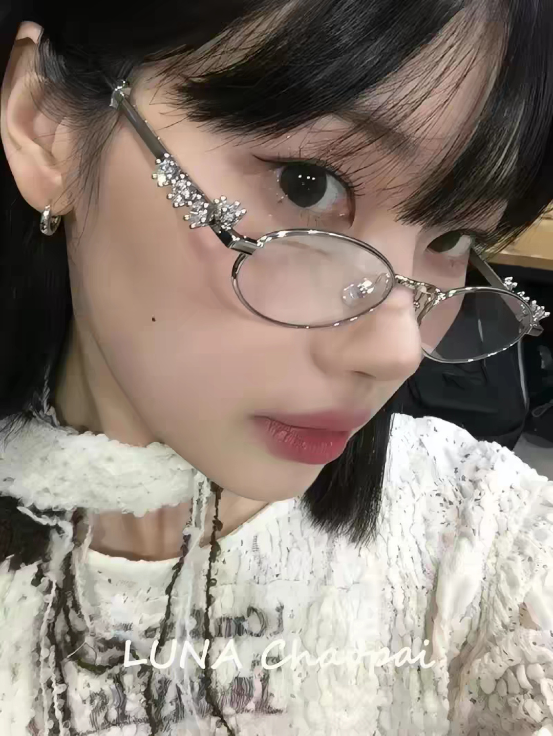 Chanel香奈儿 2026新款宝石系列复古小框椭圆形镶粉钻可配近视防蓝光有质感高级素颜