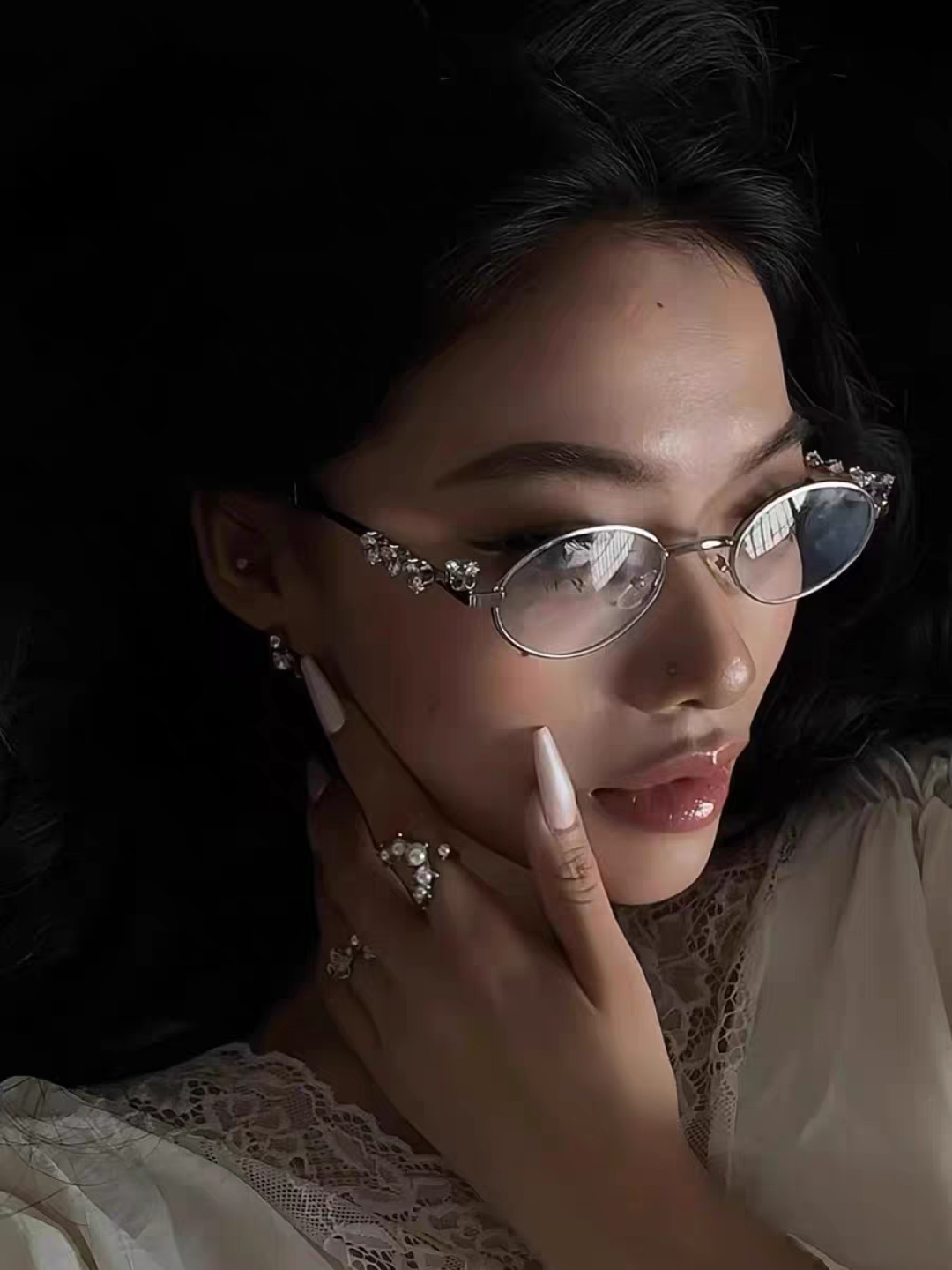 Chanel香奈儿 2026新款宝石系列复古小框椭圆形镶粉钻可配近视防蓝光有质感高级素颜