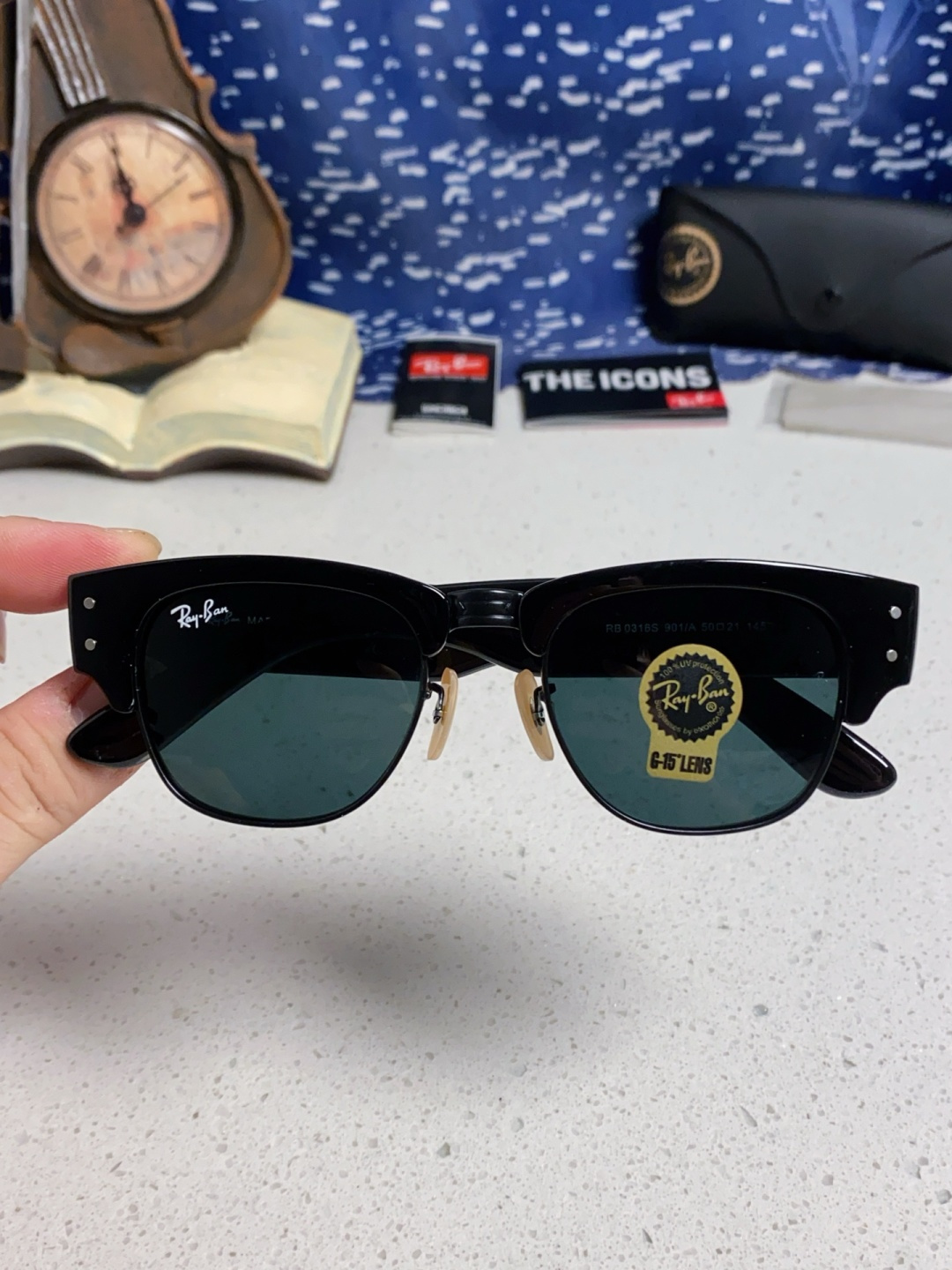 RayBan雷朋 2025新款太阳镜 复古时尚眉线框男女潮流墨镜开车遮阳镜 RB0316S Size:5