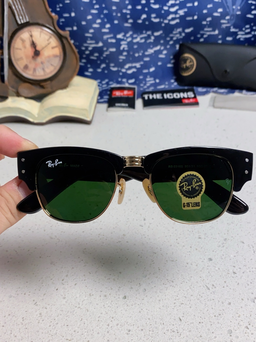 RayBan雷朋 2025新款太阳镜 复古时尚眉线框男女潮流墨镜开车遮阳镜 RB0316S Size:5