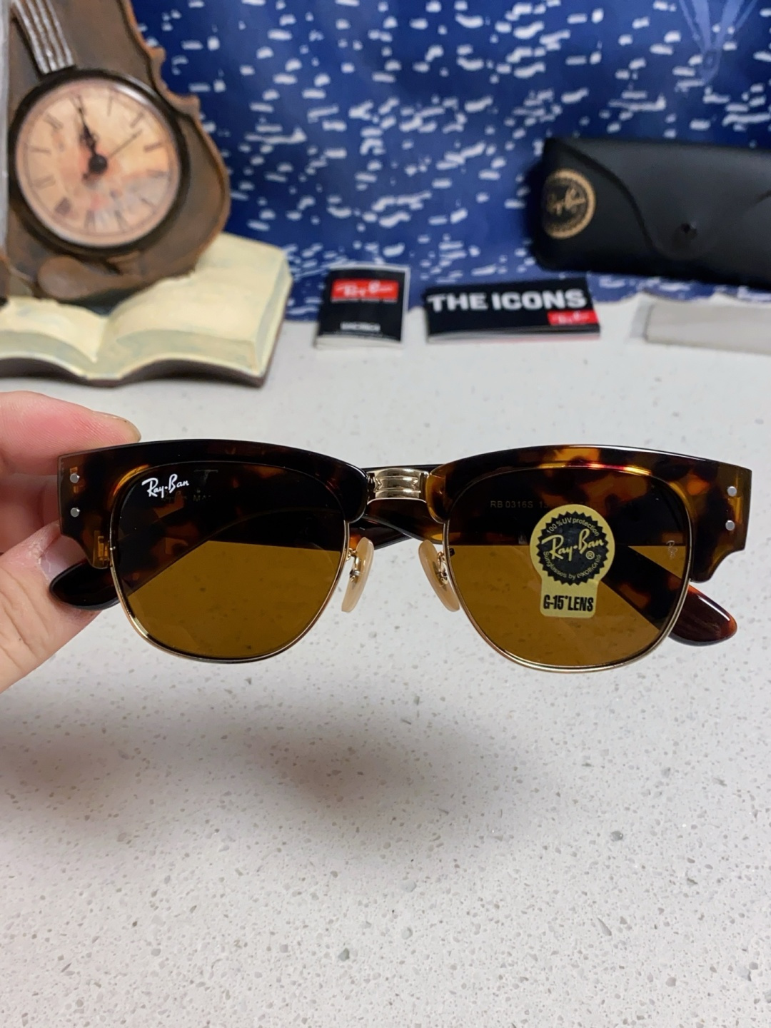 RayBan雷朋 2025新款太阳镜 复古时尚眉线框男女潮流墨镜开车遮阳镜 RB0316S Size:5