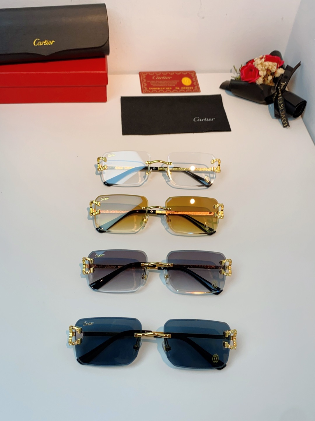 Carter卡地亚 2026最新款 王嘉尔同款无框眼镜带钻男可配度数近视镜高级感金丝无边框眼睛框架女