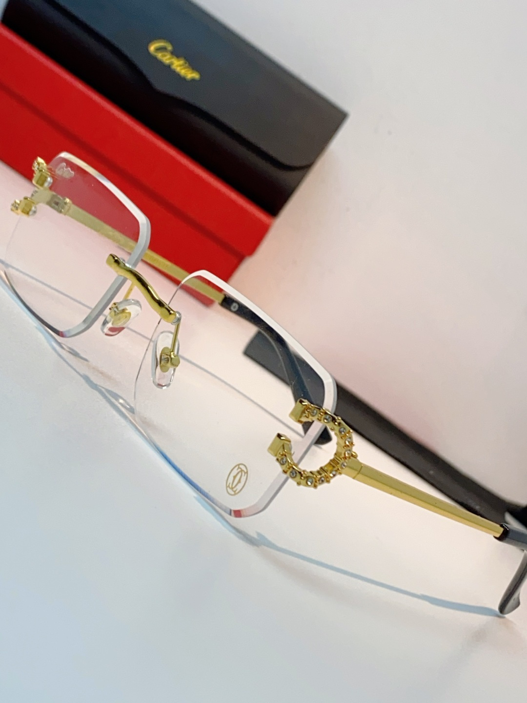 Carter卡地亚 2026最新款 王嘉尔同款无框眼镜带钻男可配度数近视镜高级感金丝无边框眼睛框架女