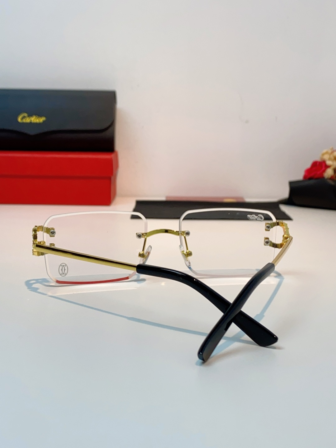 Carter卡地亚 2026最新款 王嘉尔同款无框眼镜带钻男可配度数近视镜高级感金丝无边框眼睛框架女