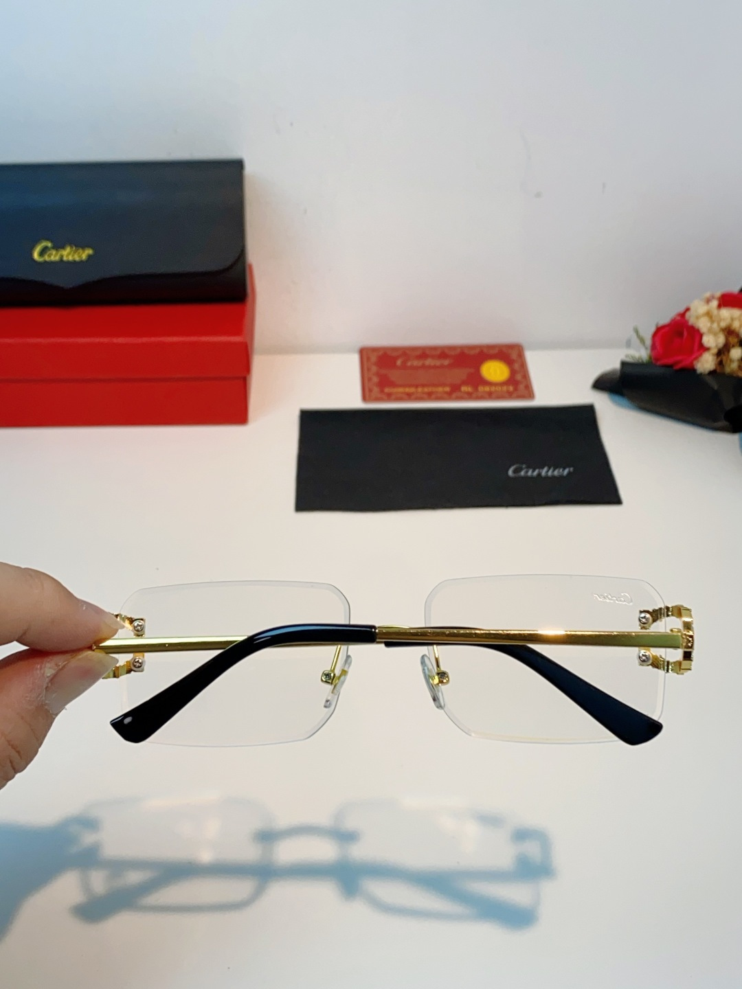 Carter卡地亚 2026最新款 王嘉尔同款无框眼镜带钻男可配度数近视镜高级感金丝无边框眼睛框架女