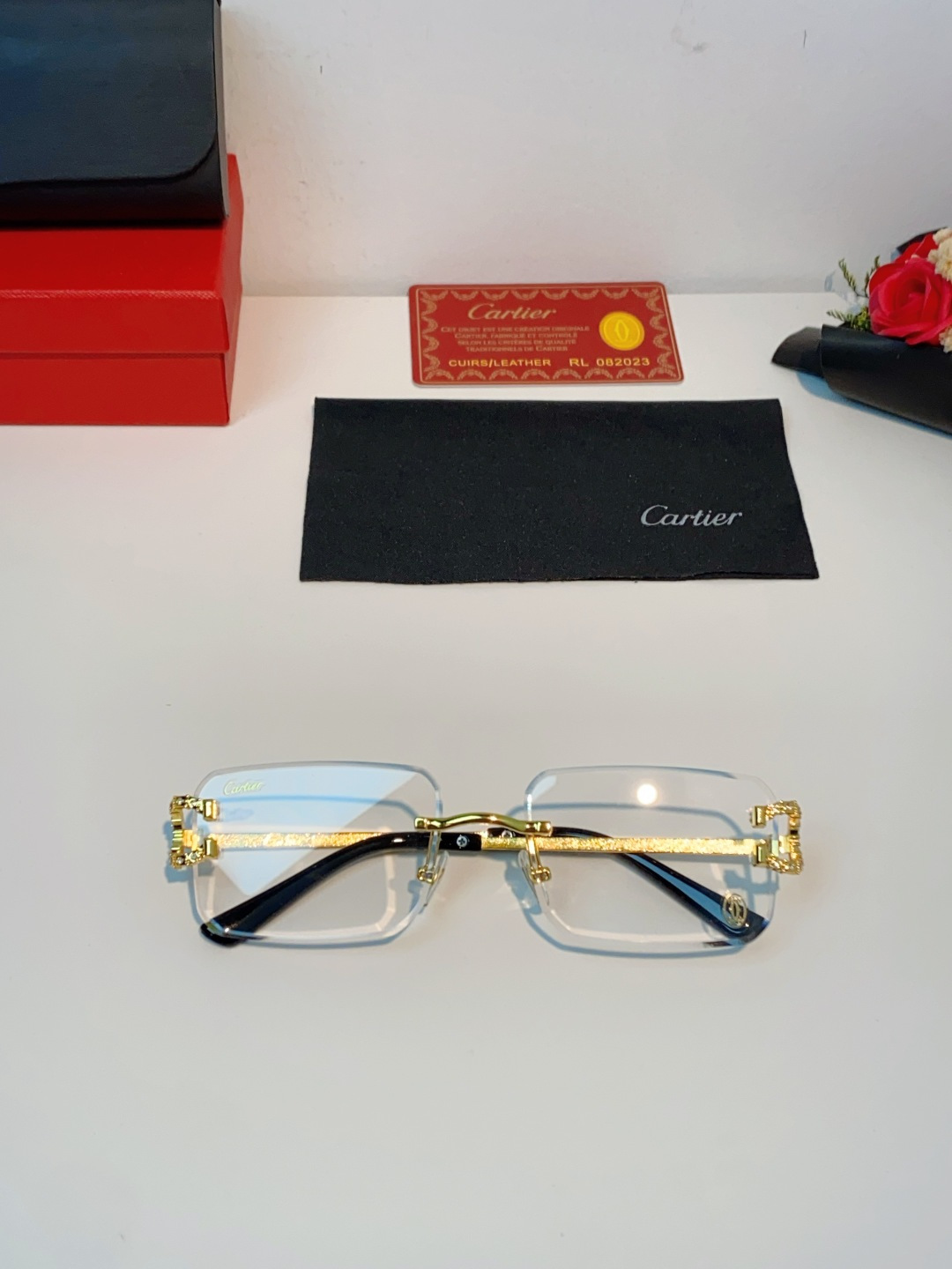 Carter卡地亚 2026最新款 王嘉尔同款无框眼镜带钻男可配度数近视镜高级感金丝无边框眼睛框架女