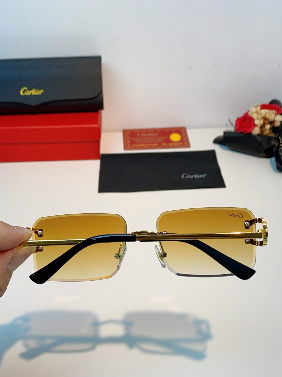 Carter卡地亚 2026最新款 王嘉尔同款无框眼镜带钻男可配度数近视镜高级感金丝无边框眼睛框架女